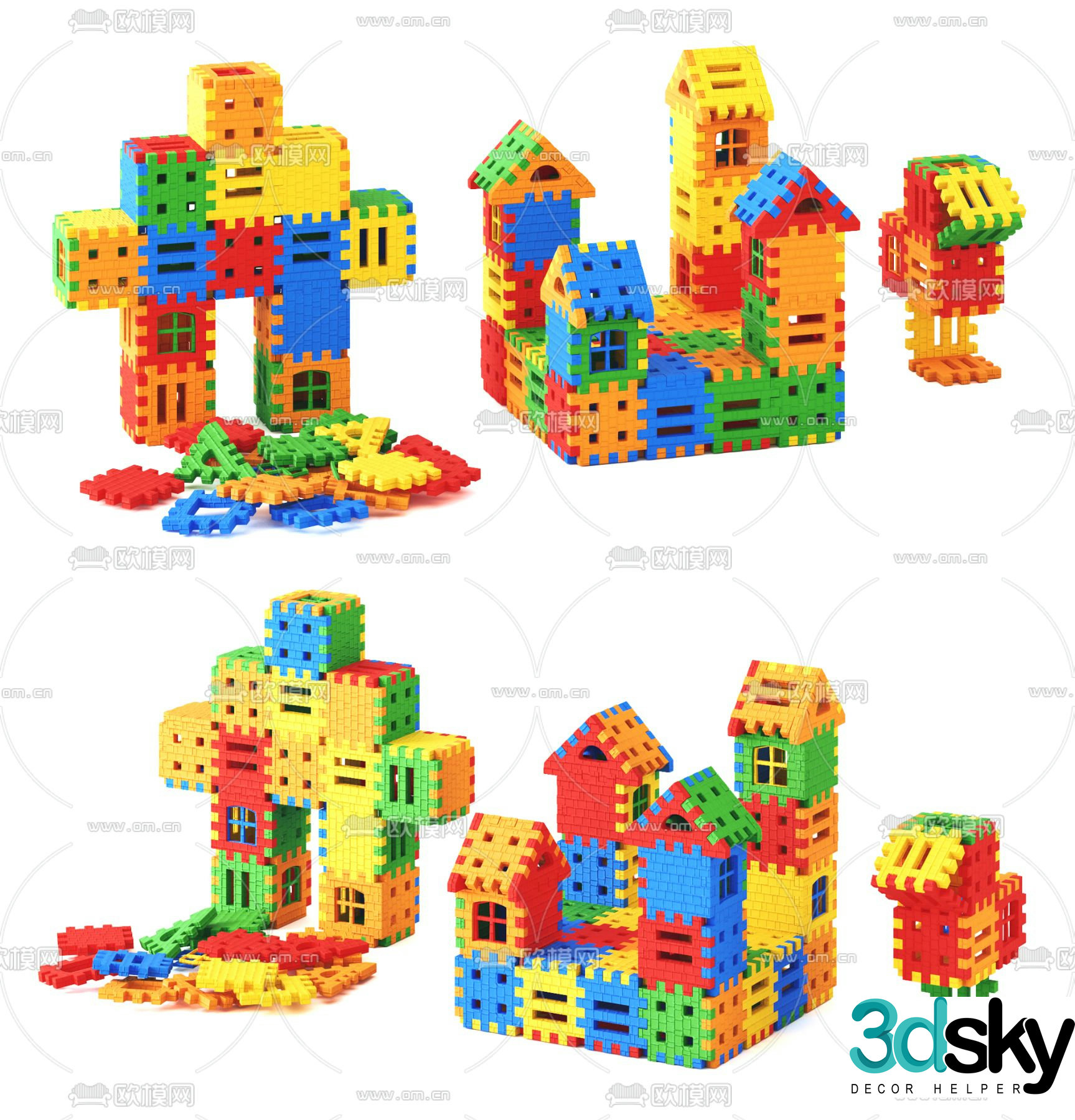 Modern children’s building block toys 3d model
