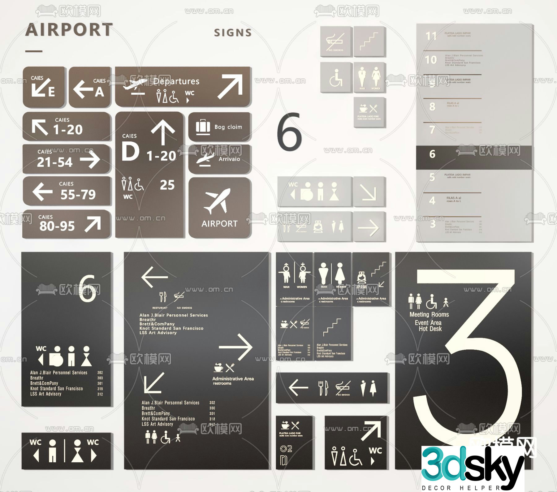 Modern shopping mall signage guide sign 3d model