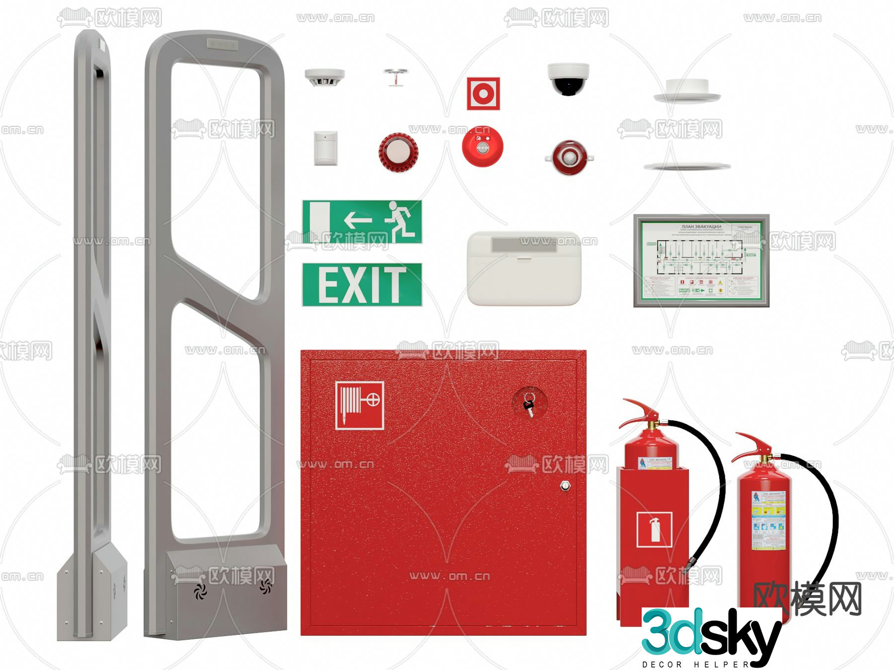 Modern fire fighting equipment fire extinguisher 3d model