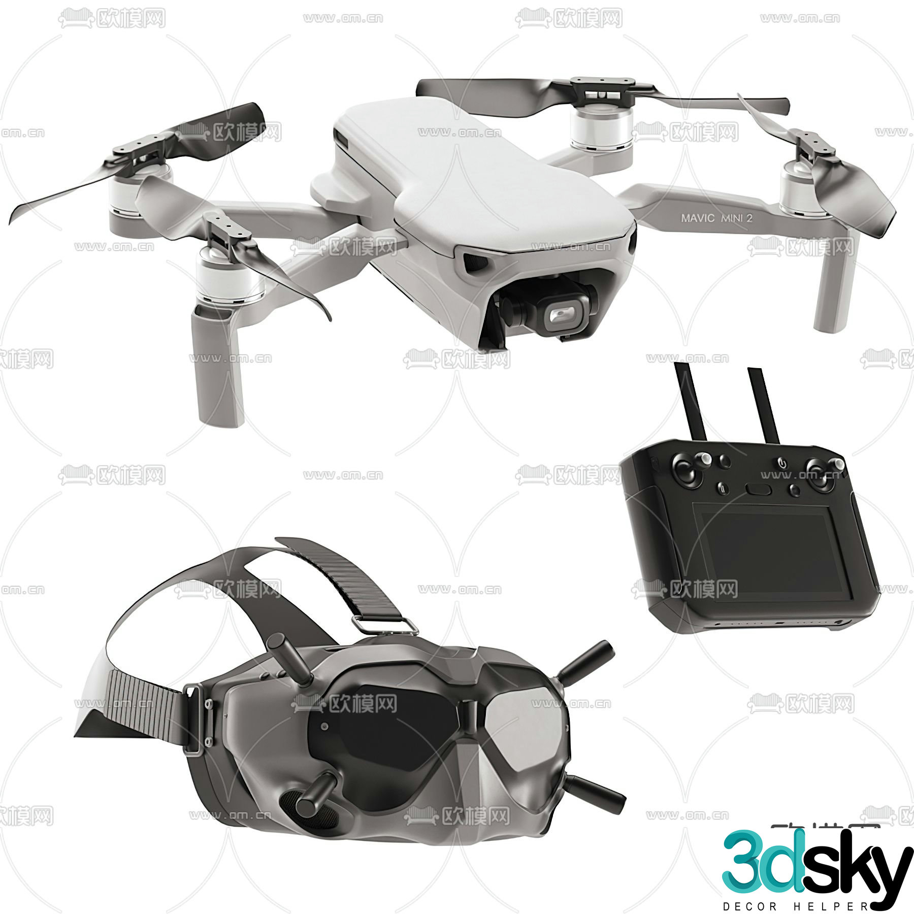 Modern smart drone remote control 3d model