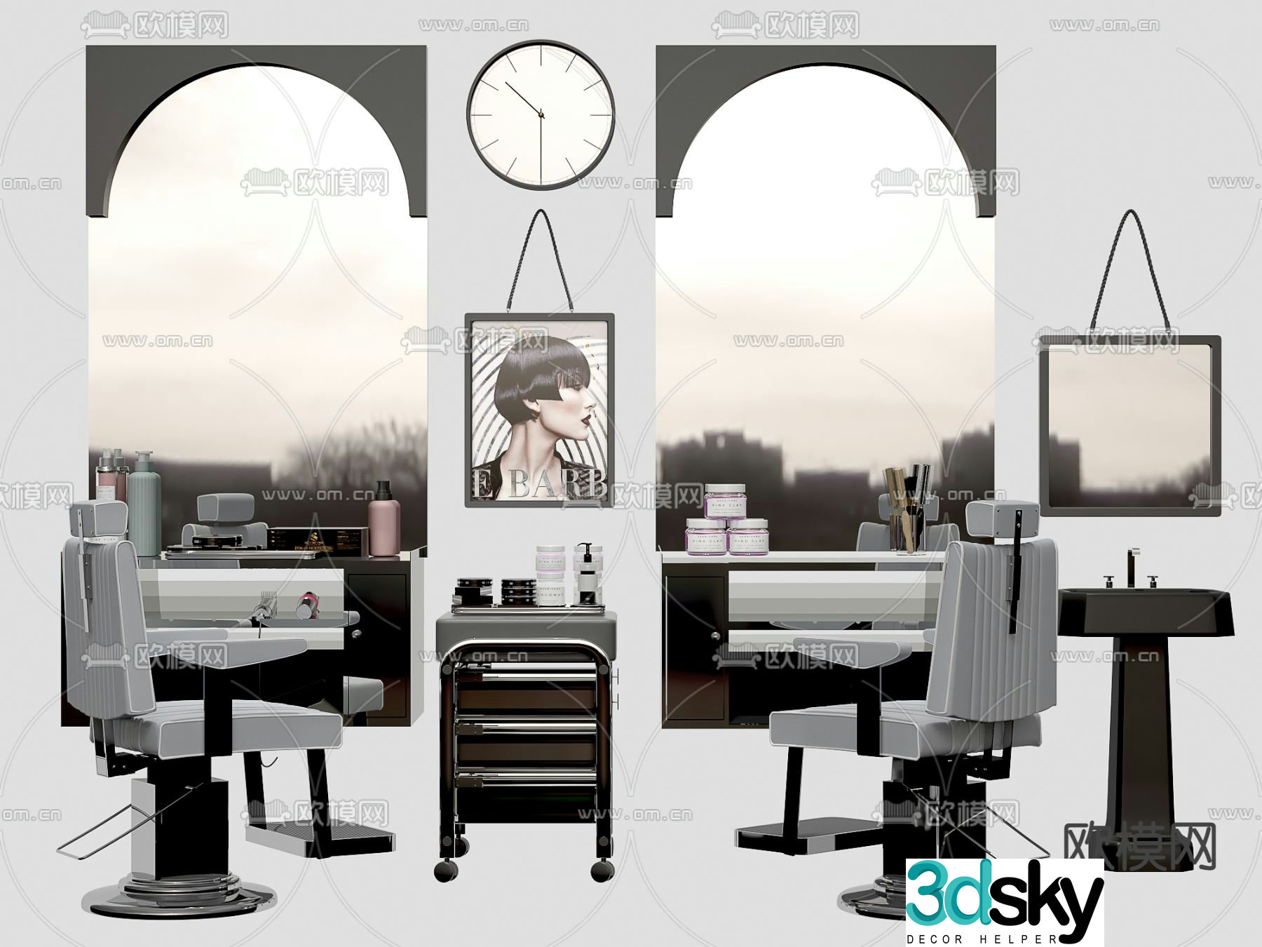 Modern beauty salon equipment barber table 3d model