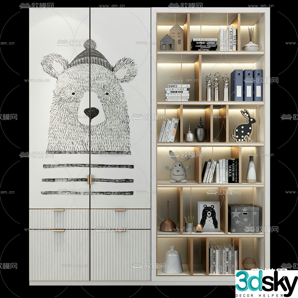 Modern children’s wardrobe decorative cabinet 3d model