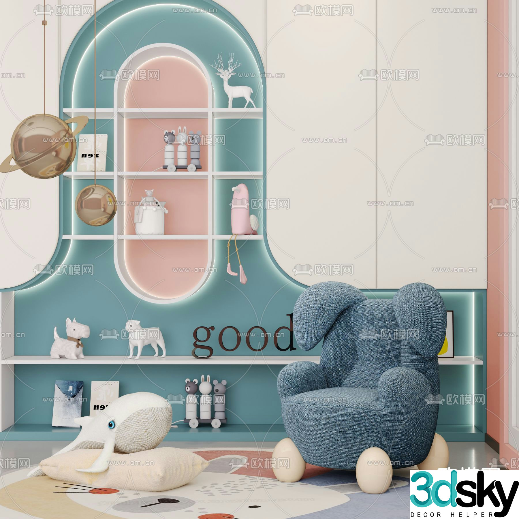 Modern children’s decorative cabinet 3d model