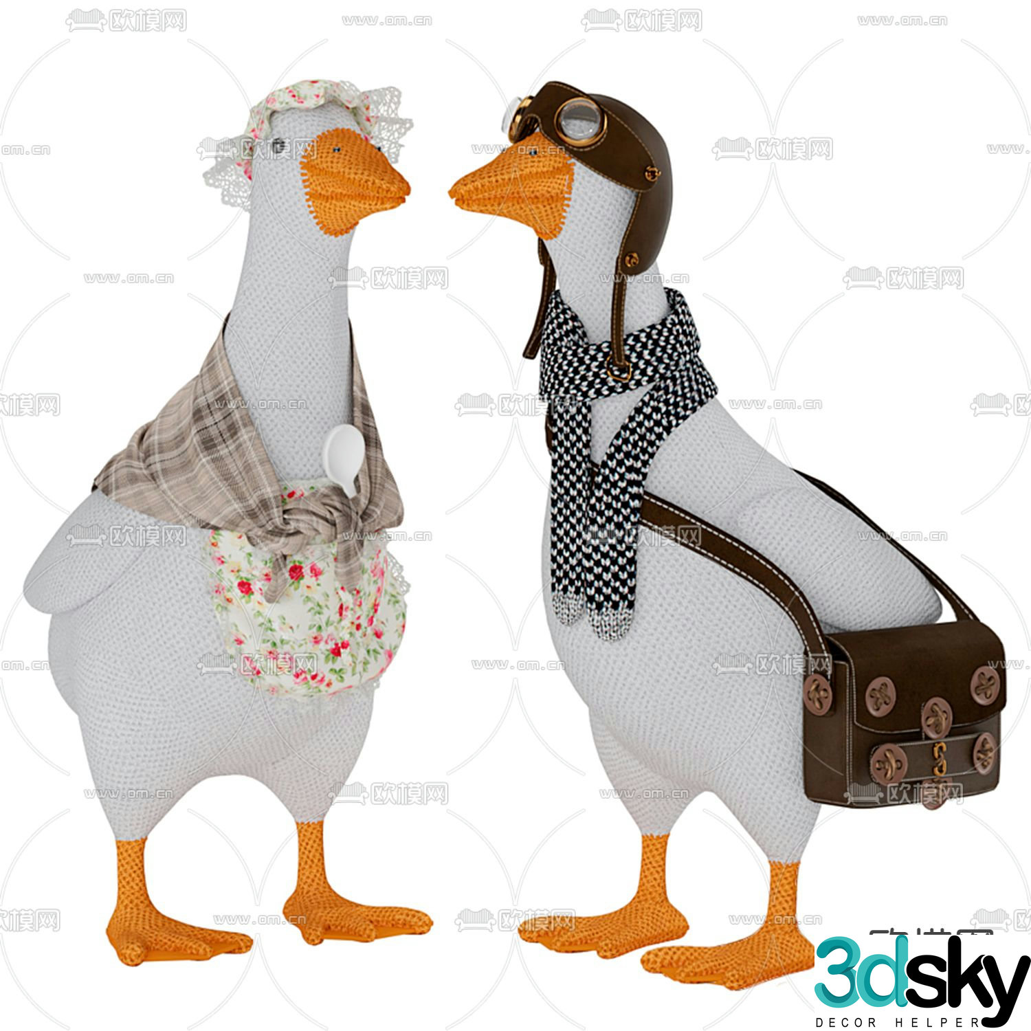 Modern knitted goose toy 3d model