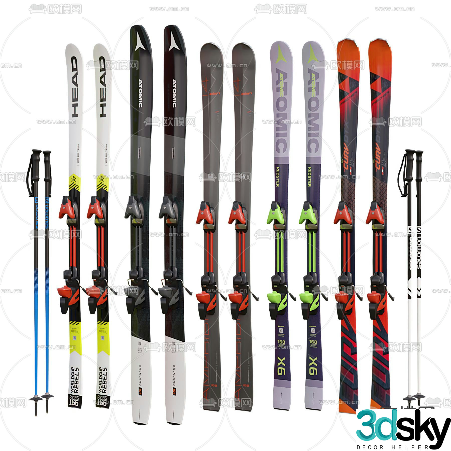 Modern snowboard poles 3d model