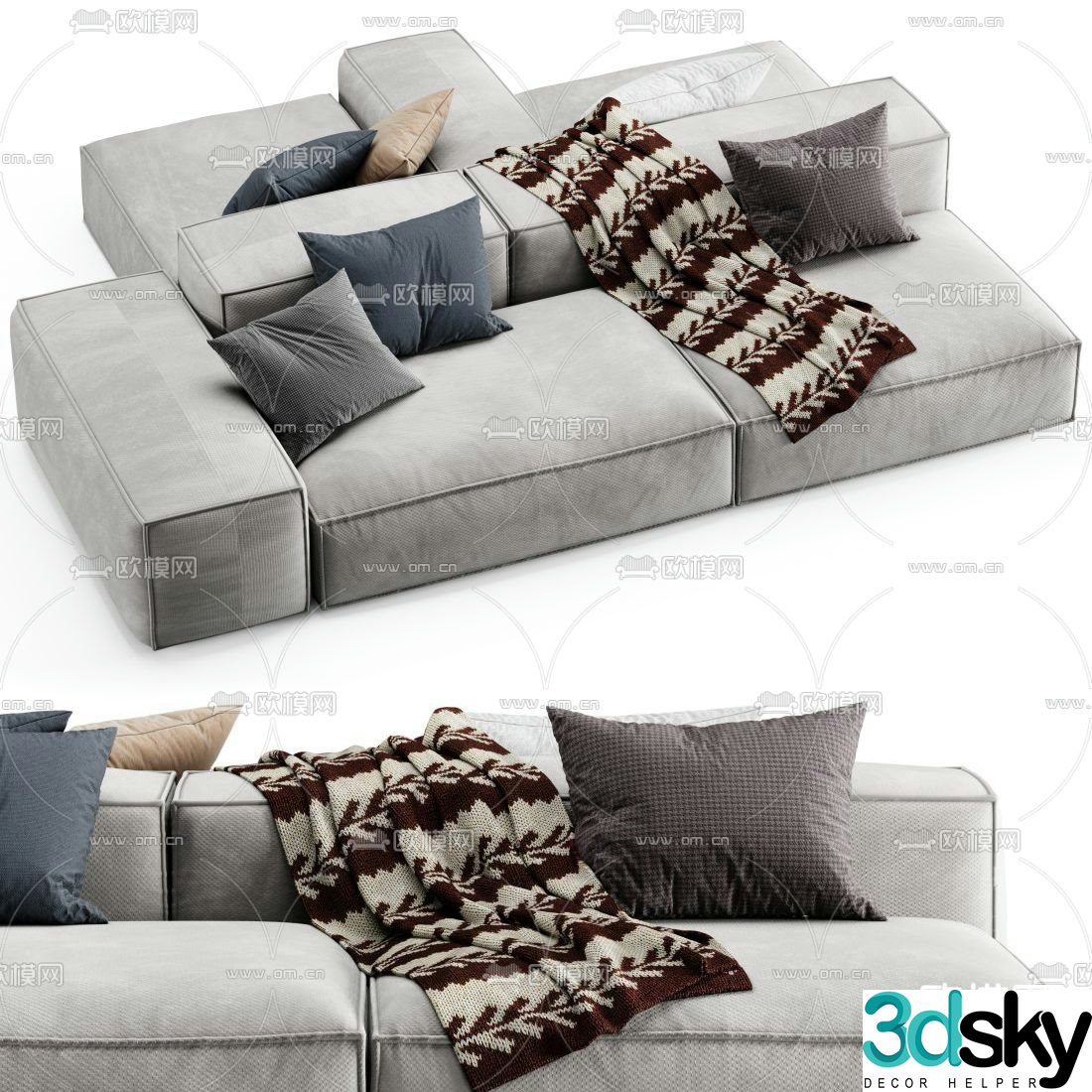 B&B Italia modern fabric patchwork office sofa 3d model