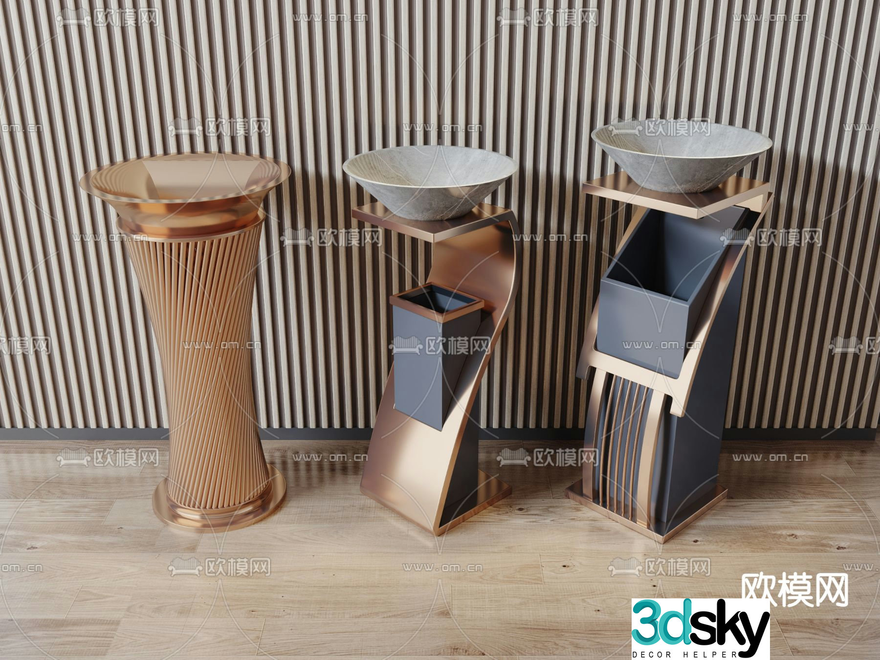 Modern metal trash can 3d model