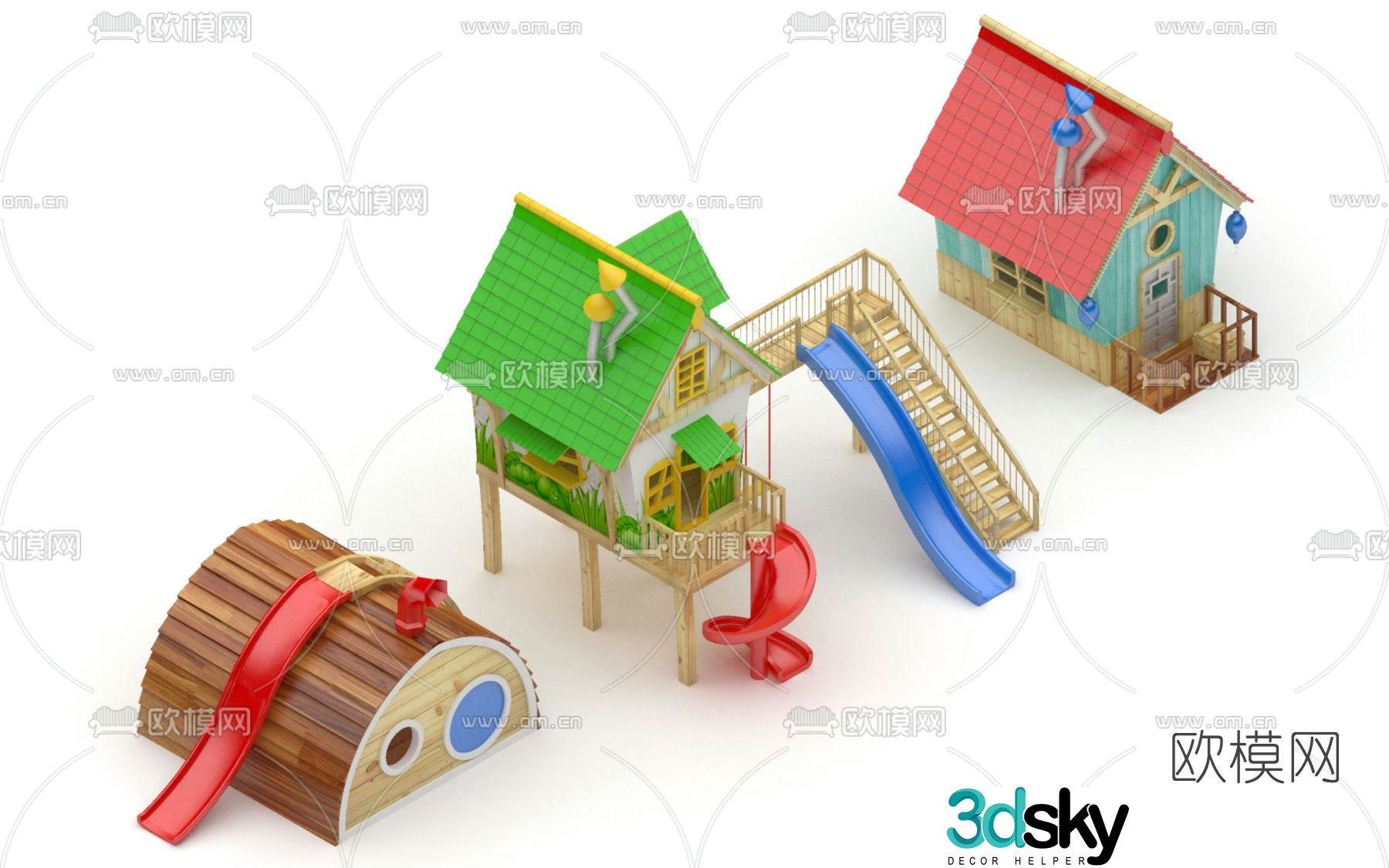 Modern children's slide entertainment facility free 3d model