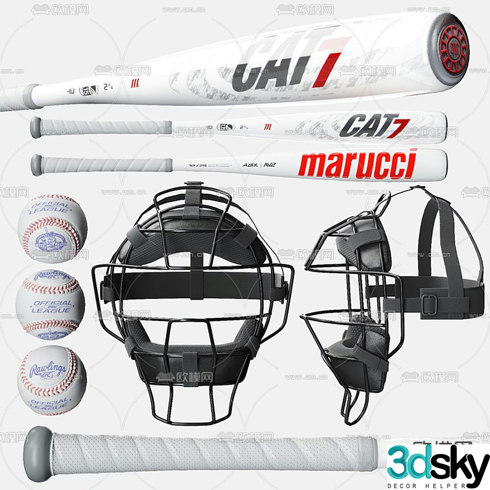 Modern baseball equipment 3d model