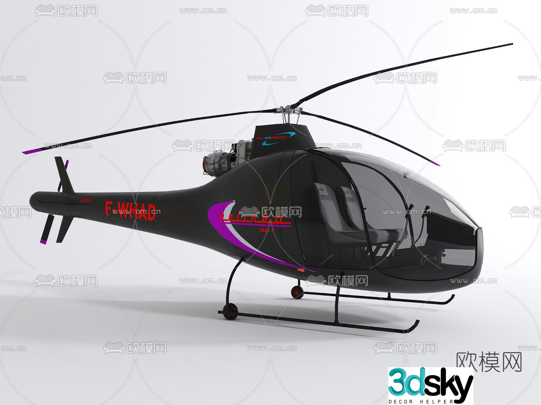Modern helicopter free 3d model