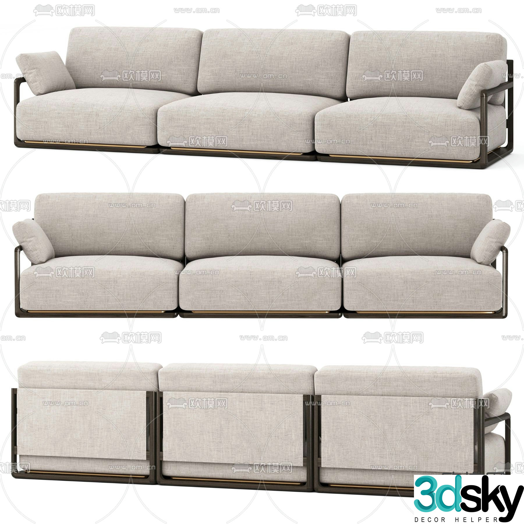 Giorgetti modern fabric multi-seater sofa 3d model