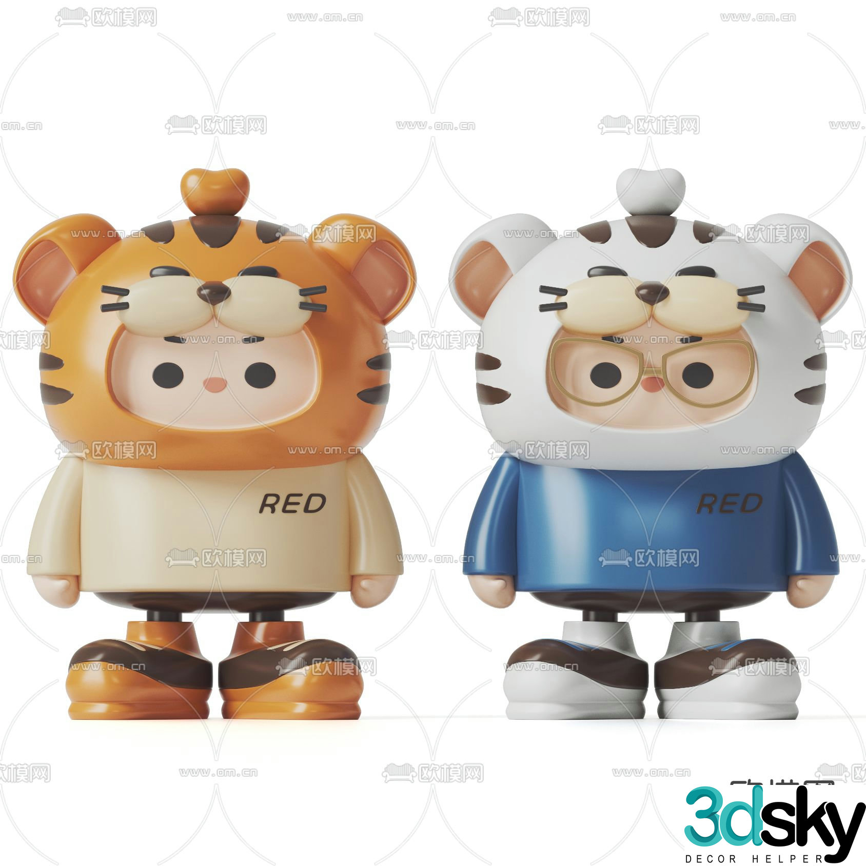 Modern tiger head boy toy 3d model