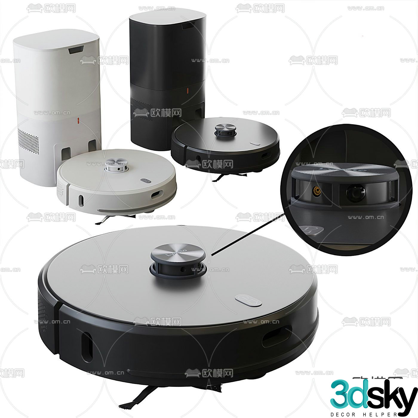 Modern intelligent sweeping robot 3d model