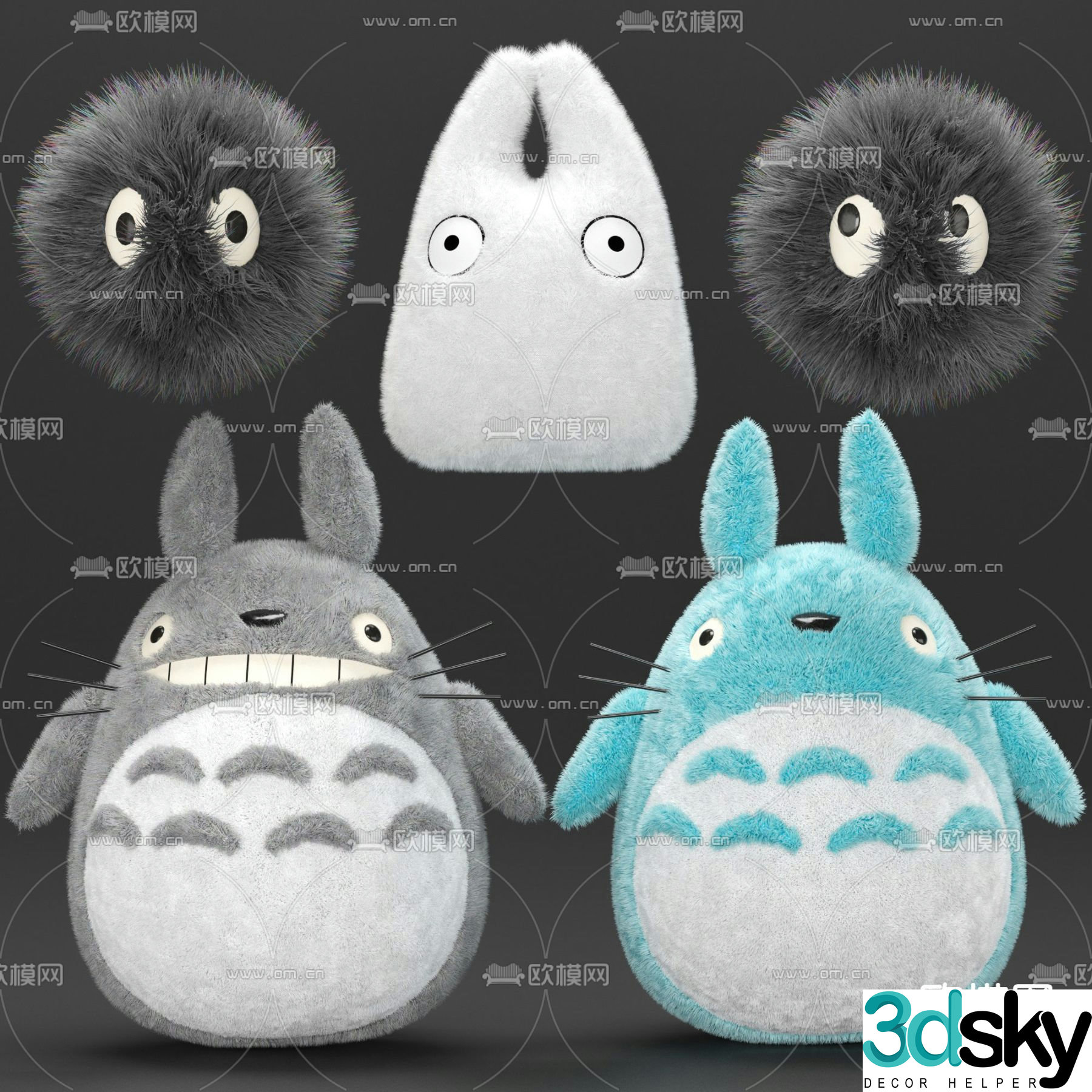 Modern fabric Totoro doll 3d model