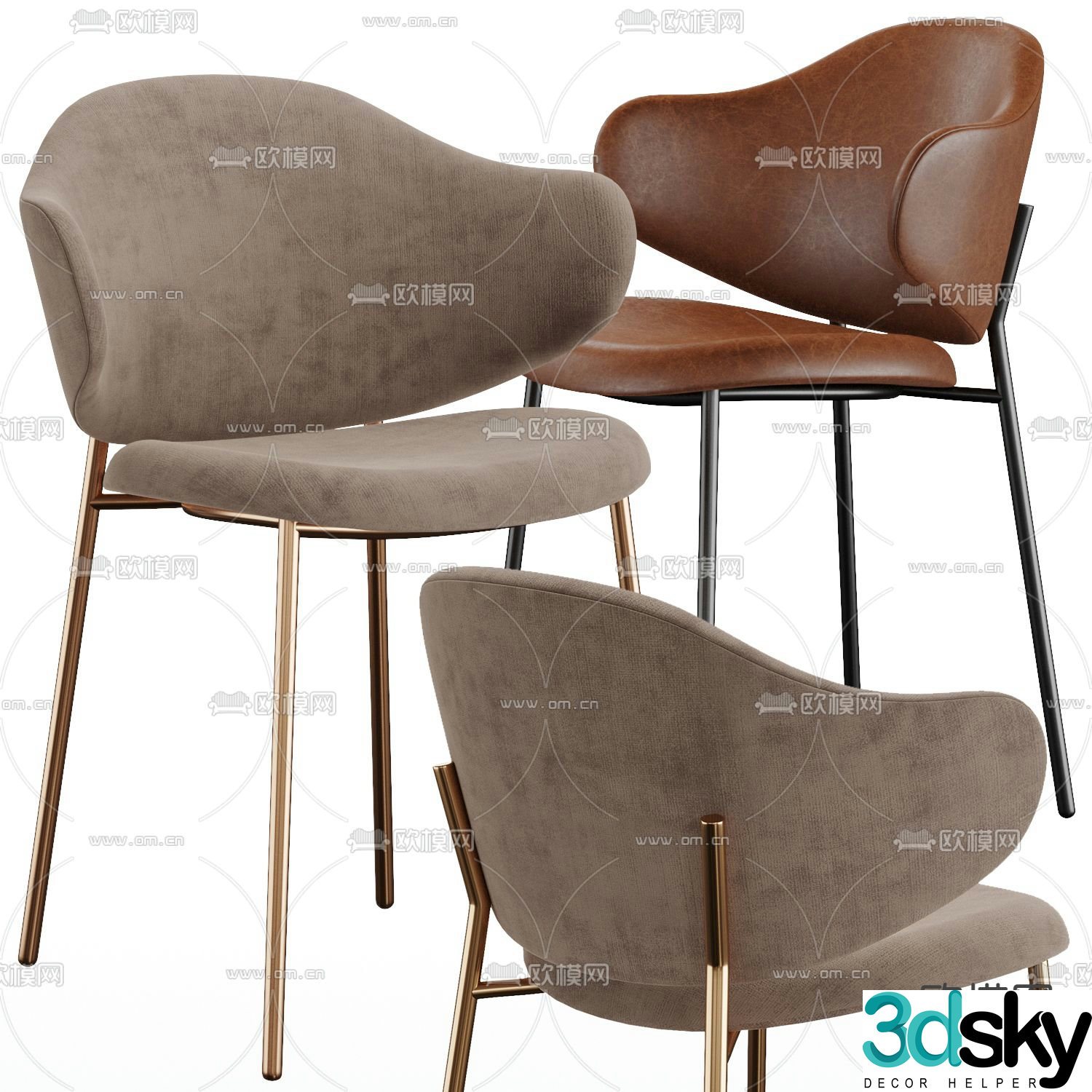 Calligaris modern fabric side chair 3d model