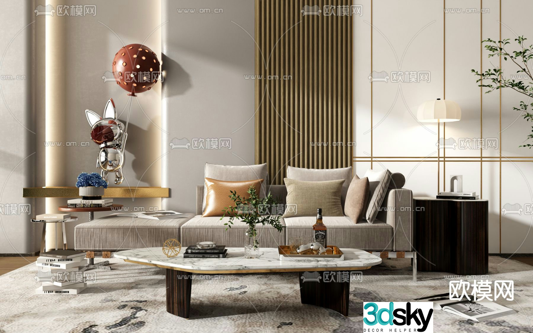 B&B Italia modern fabric multi-seater sofa 3d model