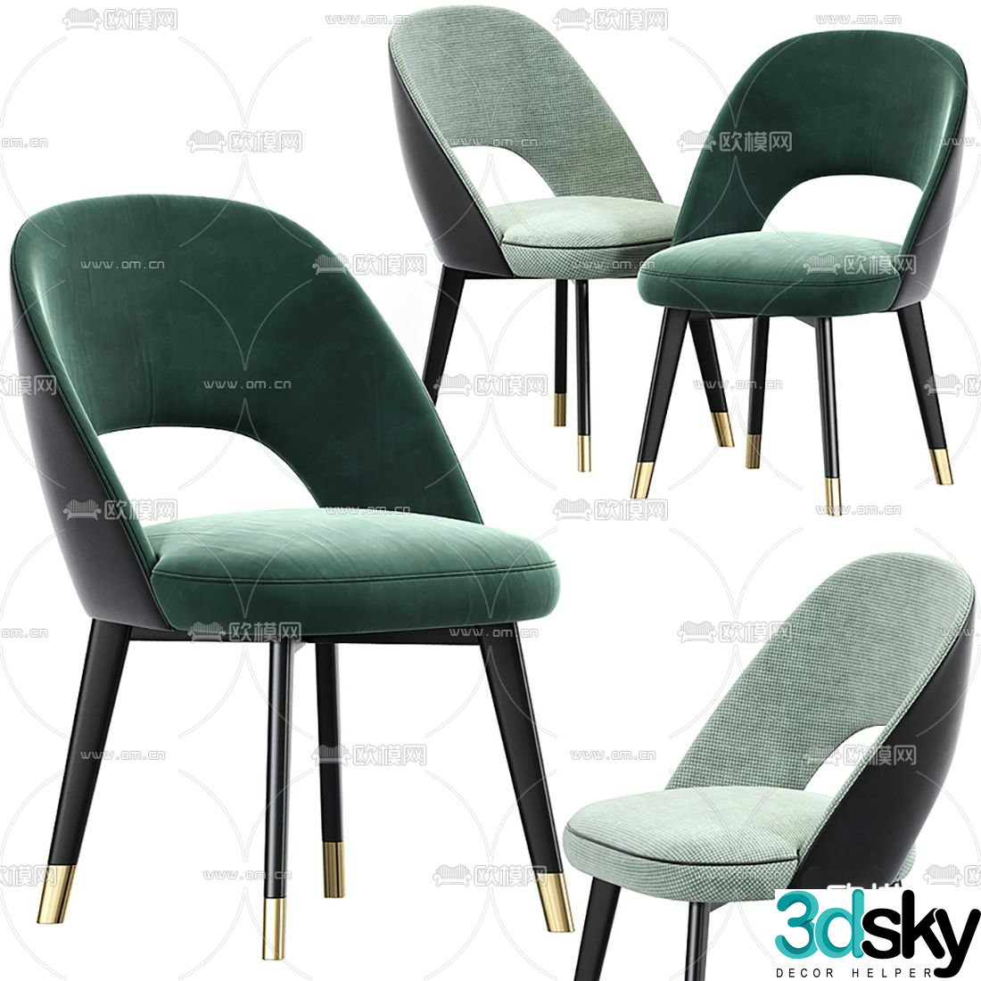 BAXTER fabric leisure chair 3d model