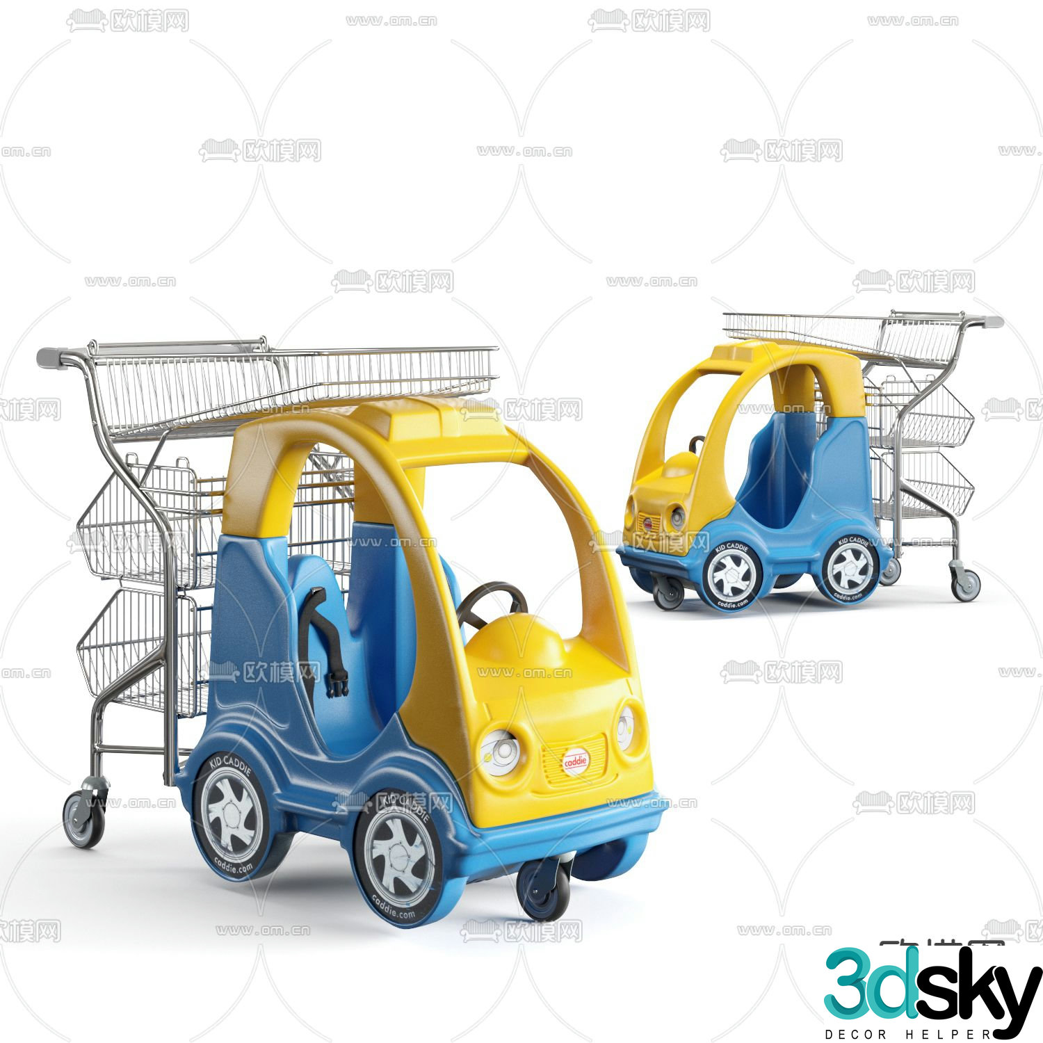 Modern cartoon supermarket shopping cart 3d model