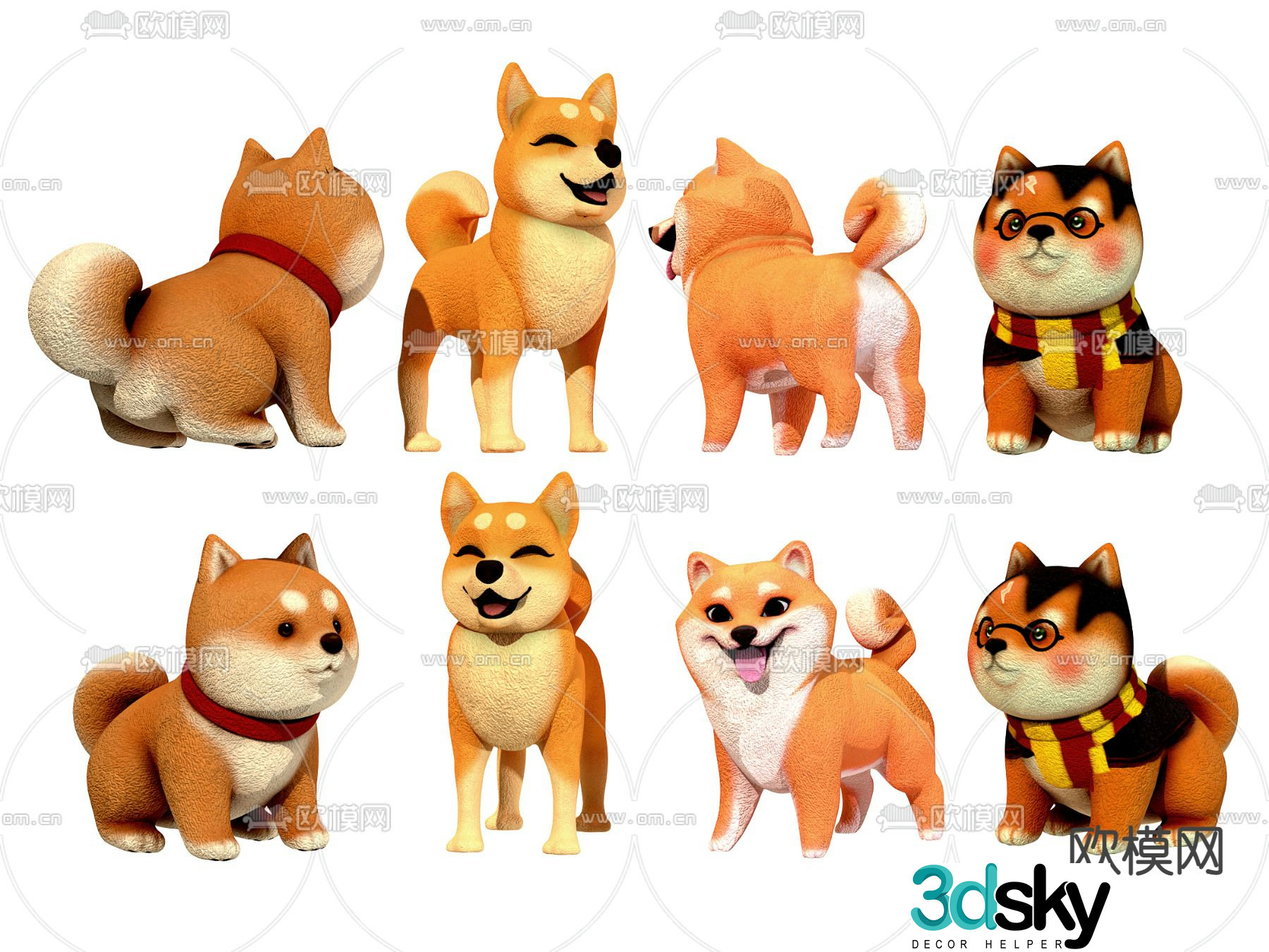 Modern Shiba Inu plush toy 3d model