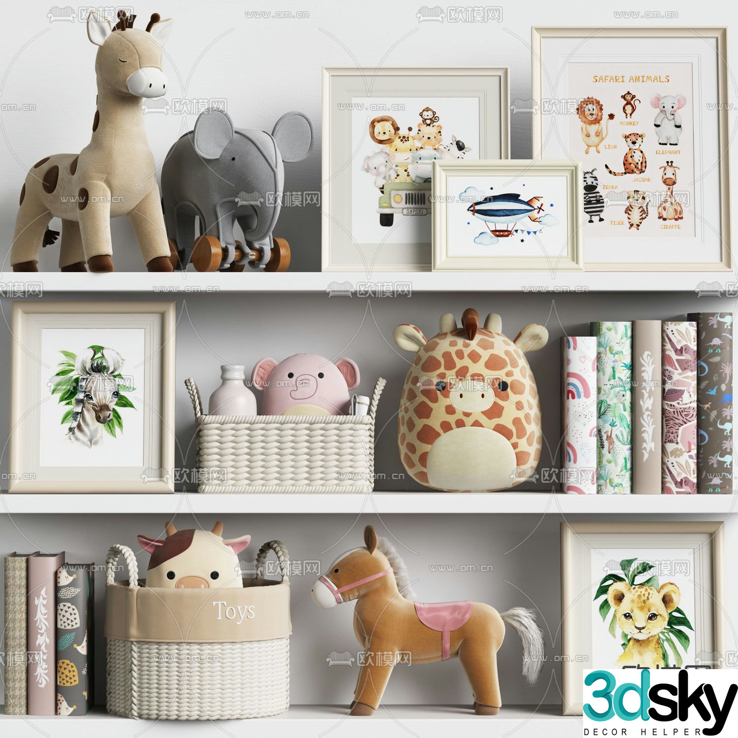 Modern toy books photo frame ornaments 3d model