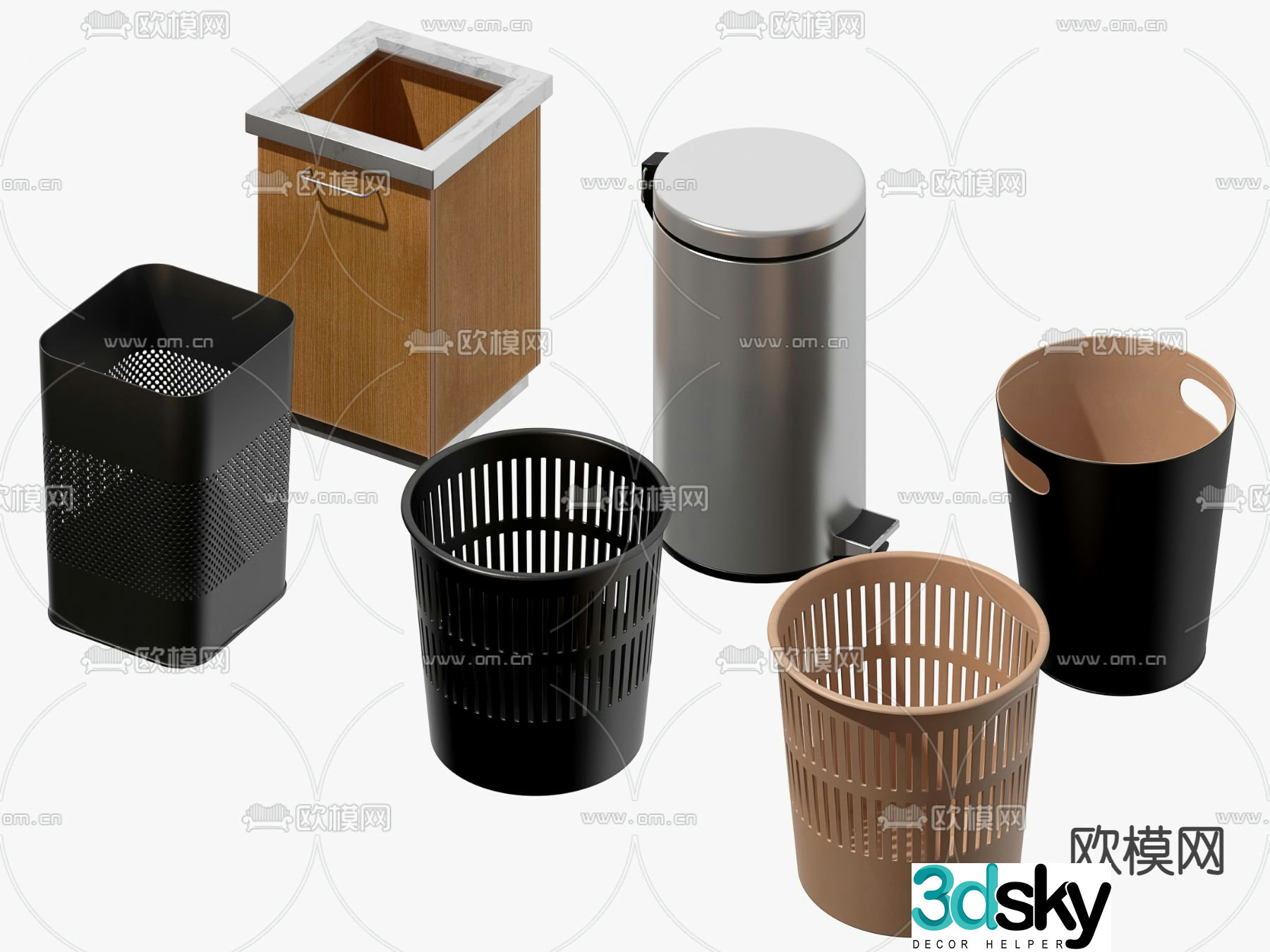 Modern public trash can 3d model