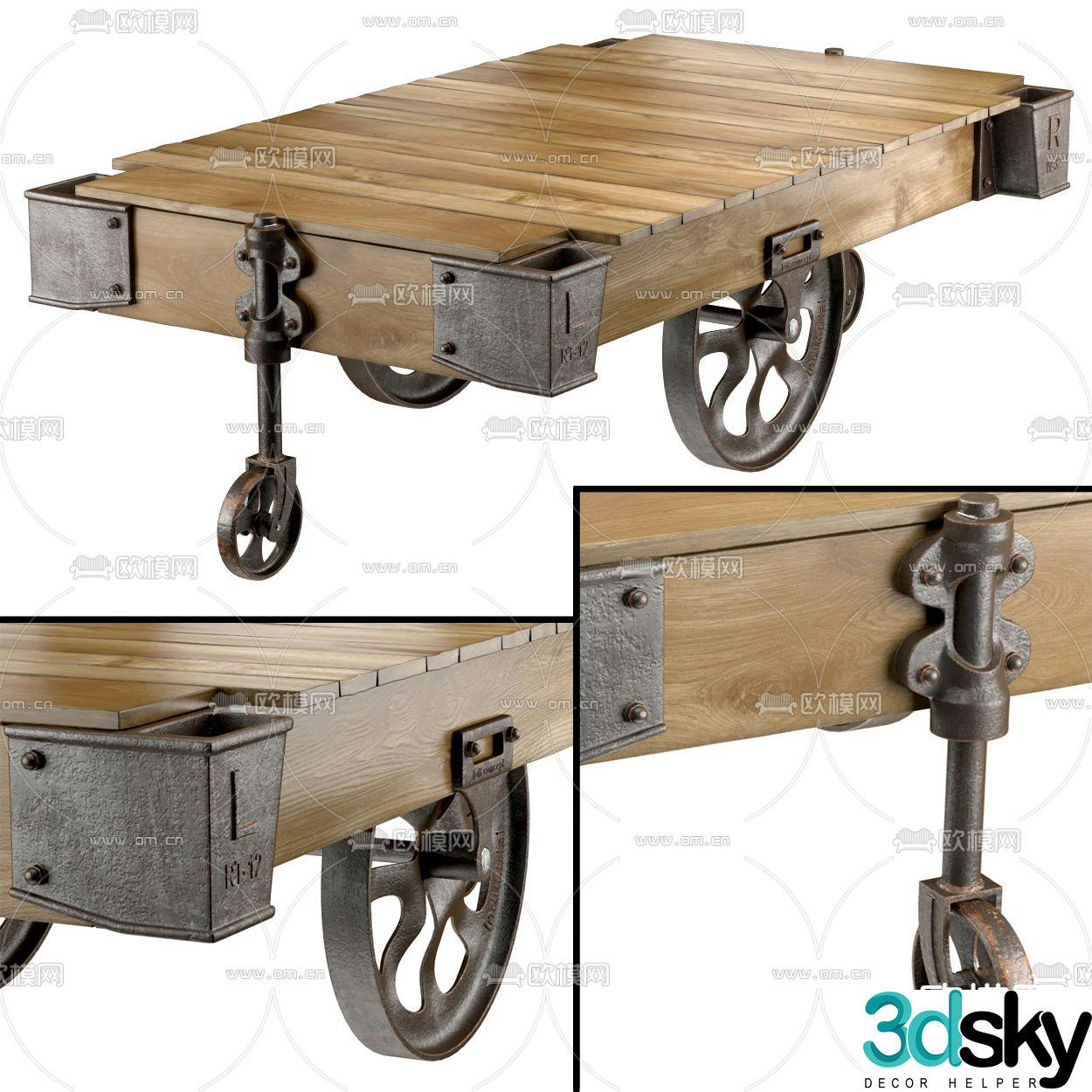 American cart coffee table 3d model
