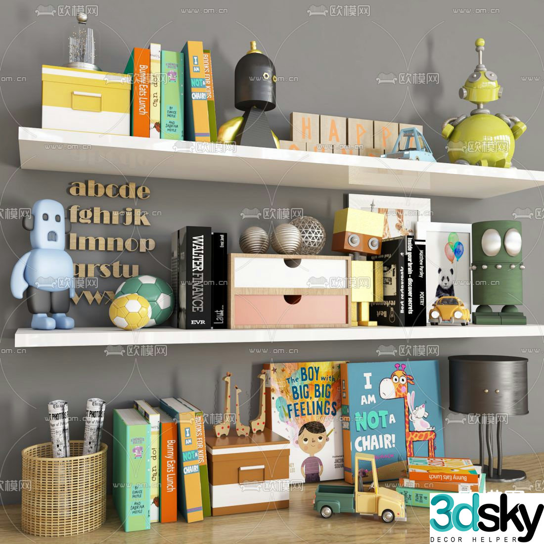 Modern children’s toys books ornaments 3d model