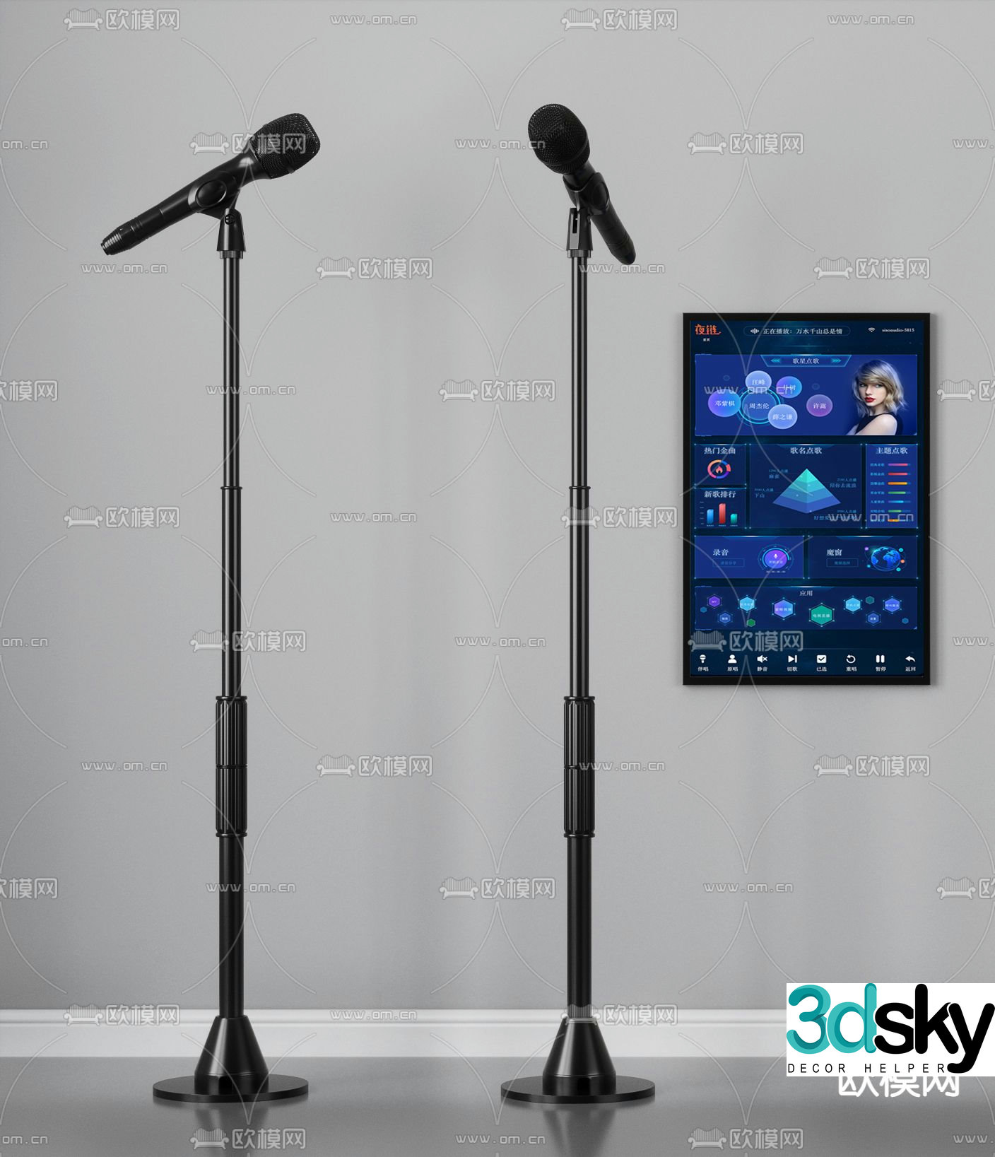 Modern floor standing microphone 3d model