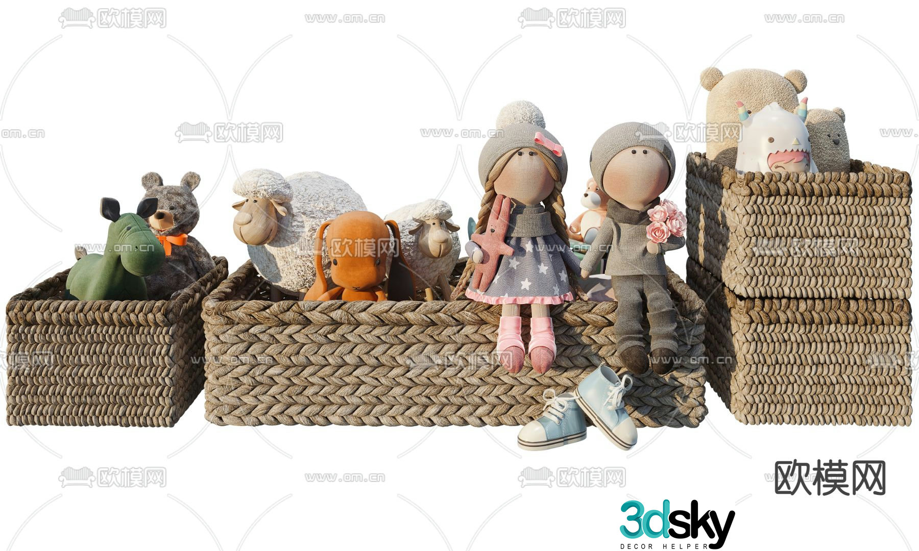 Modern children’s doll plush toy 3d model