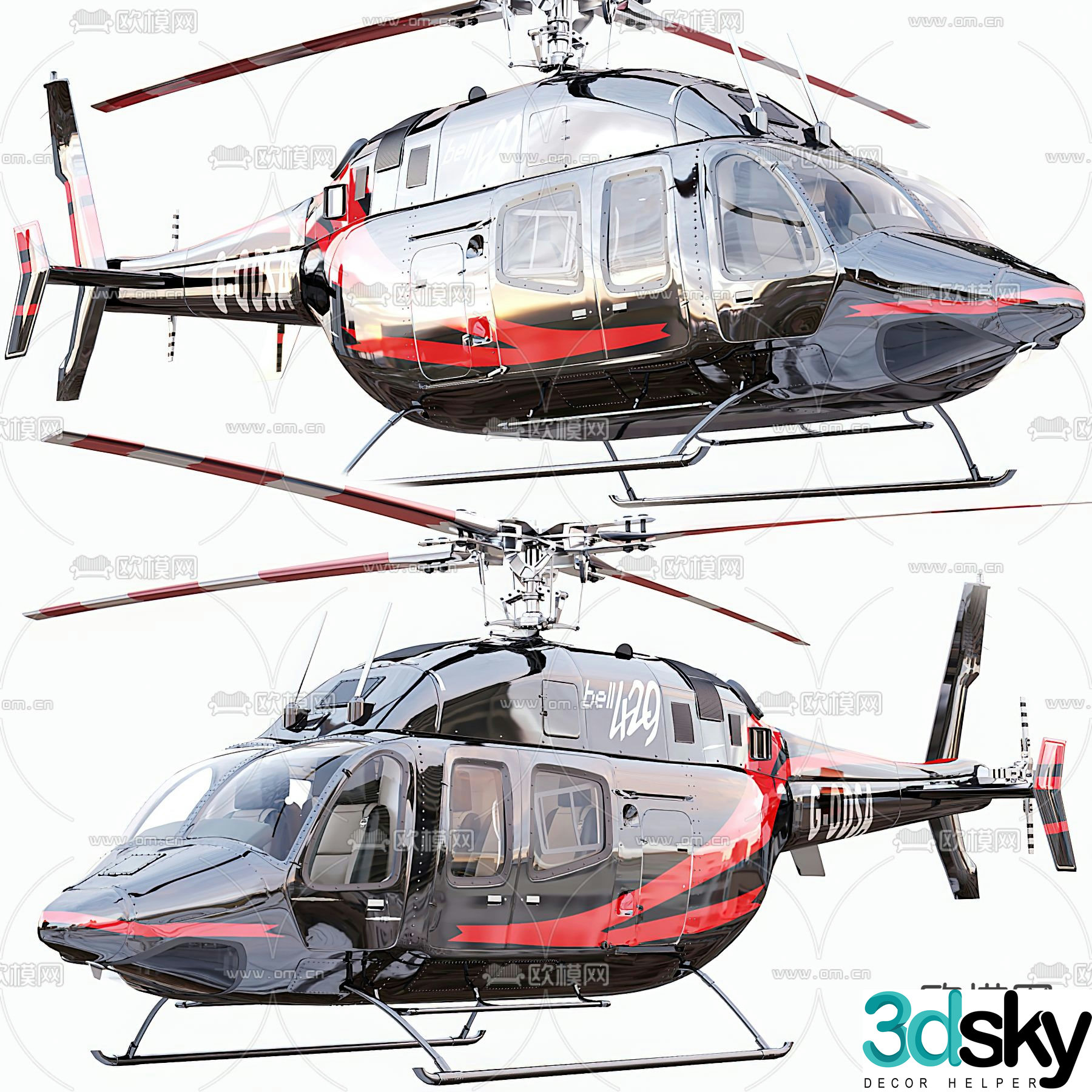Modern helicopter 3d model