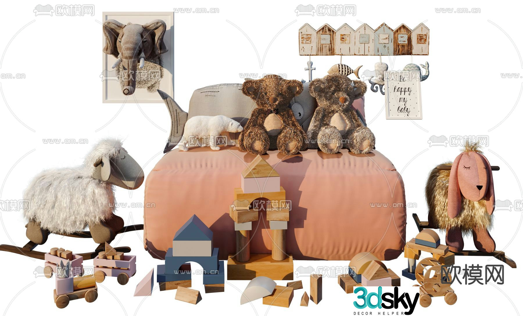 Modern children’s plush toy 3d model
