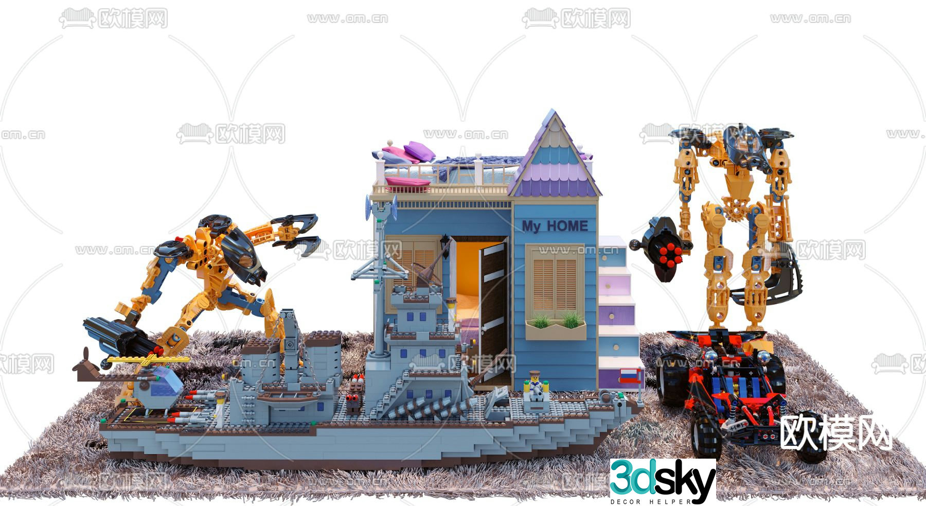 Modern children’s building block toys 3d model