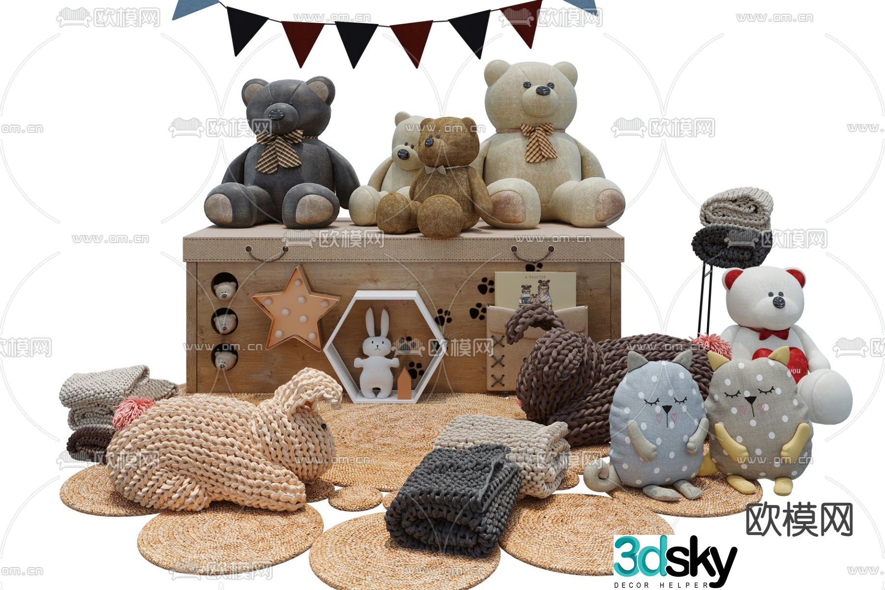 Modern children’s stuffed teddy bear 3d model