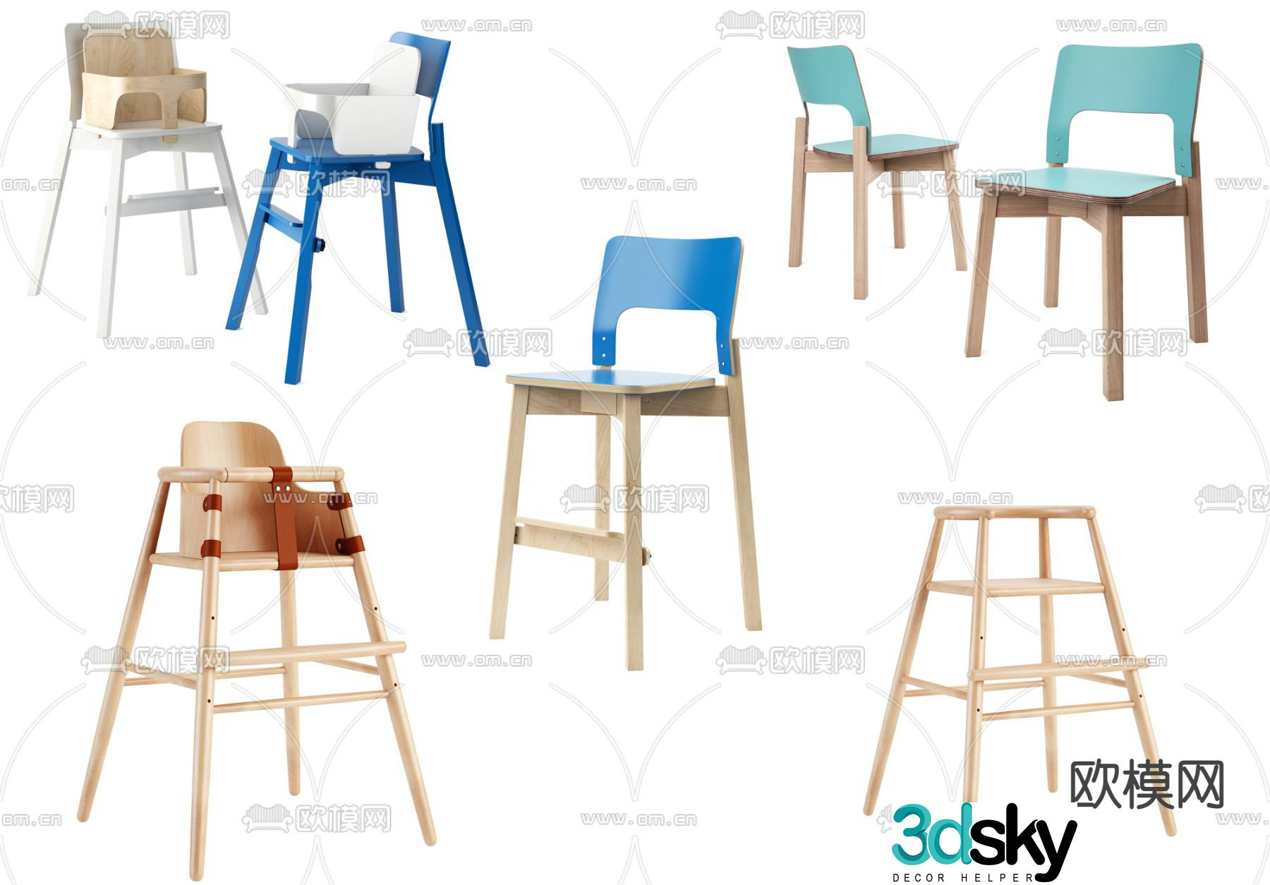 Modern children’s chair baby chair 3d model