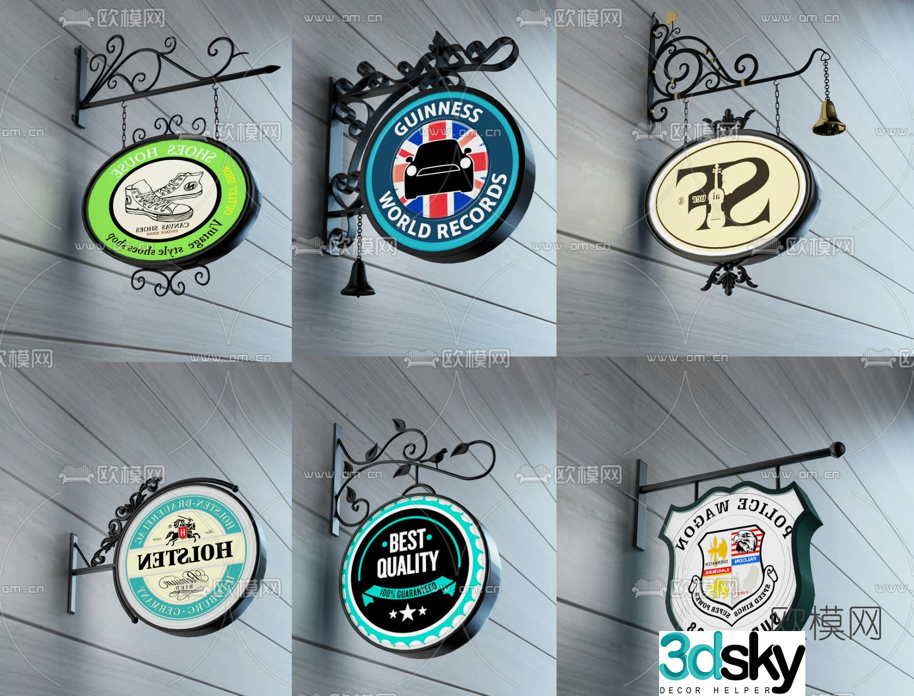 Industrial style signage free 3d model