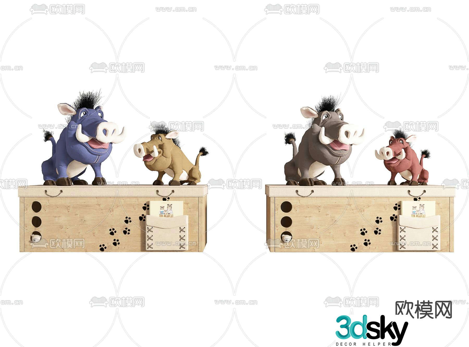 Modern cartoon cow stuffed toy 3d model