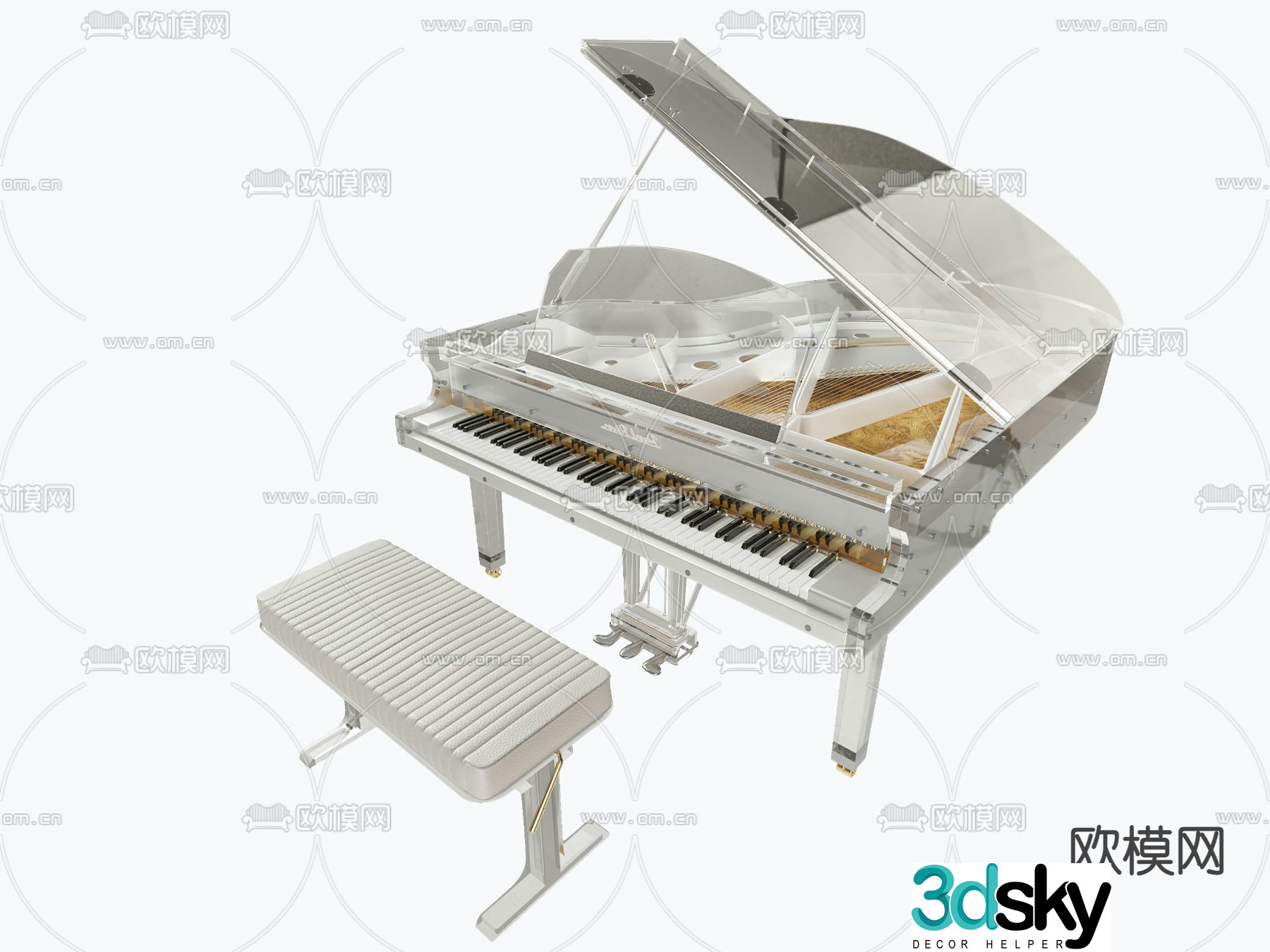 modern piano 3d model