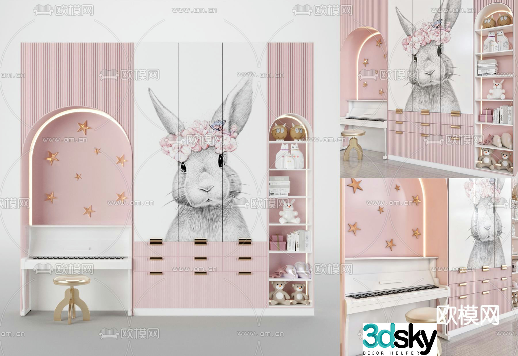 Modern children’s wardrobe 3d model