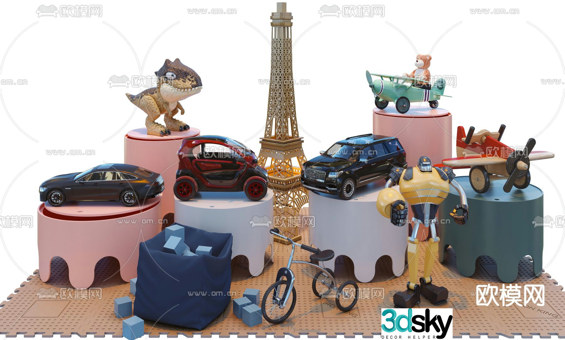 Modern children’s toy car 3d model
