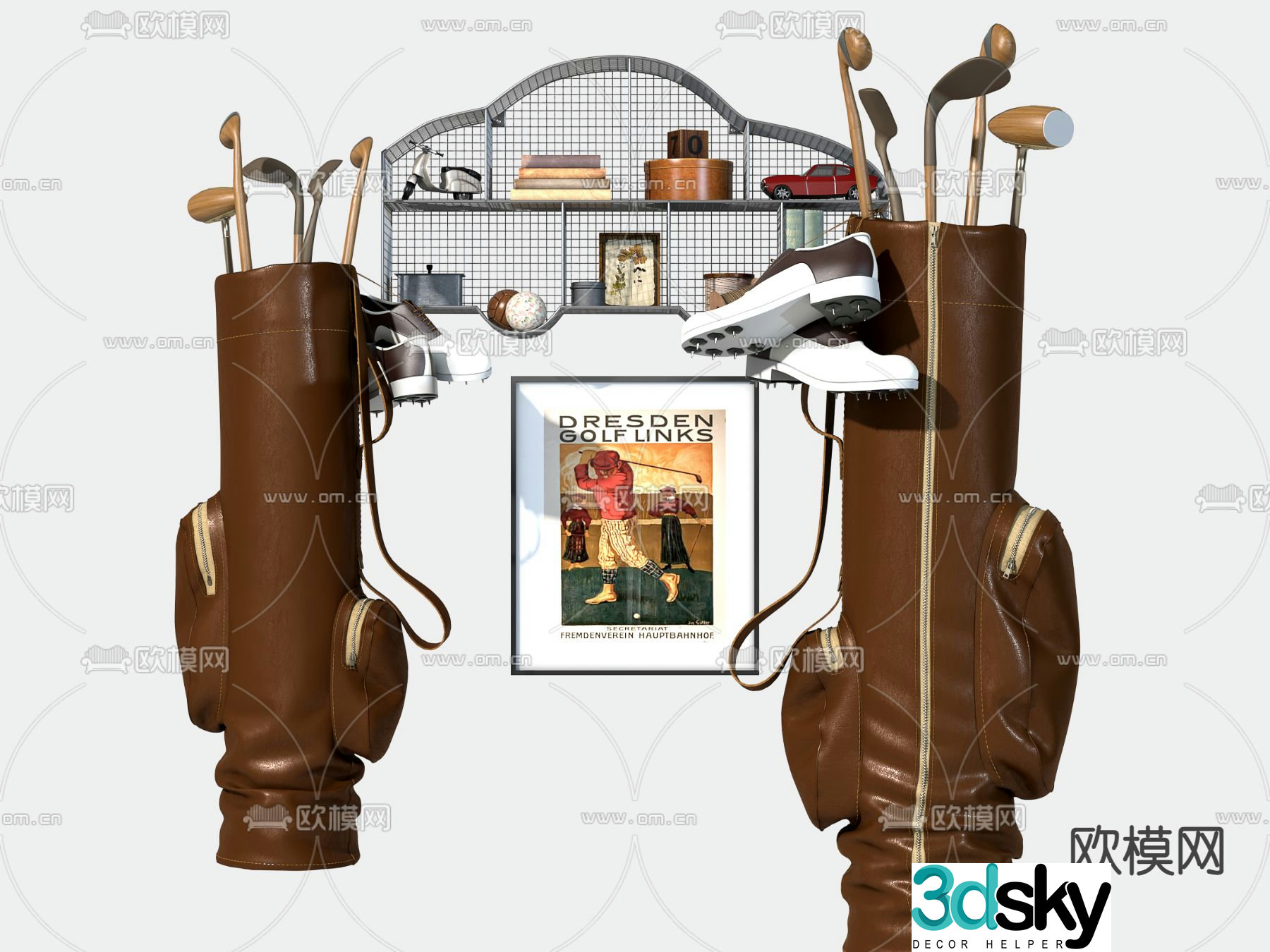 Modern golf sports equipment 3d model