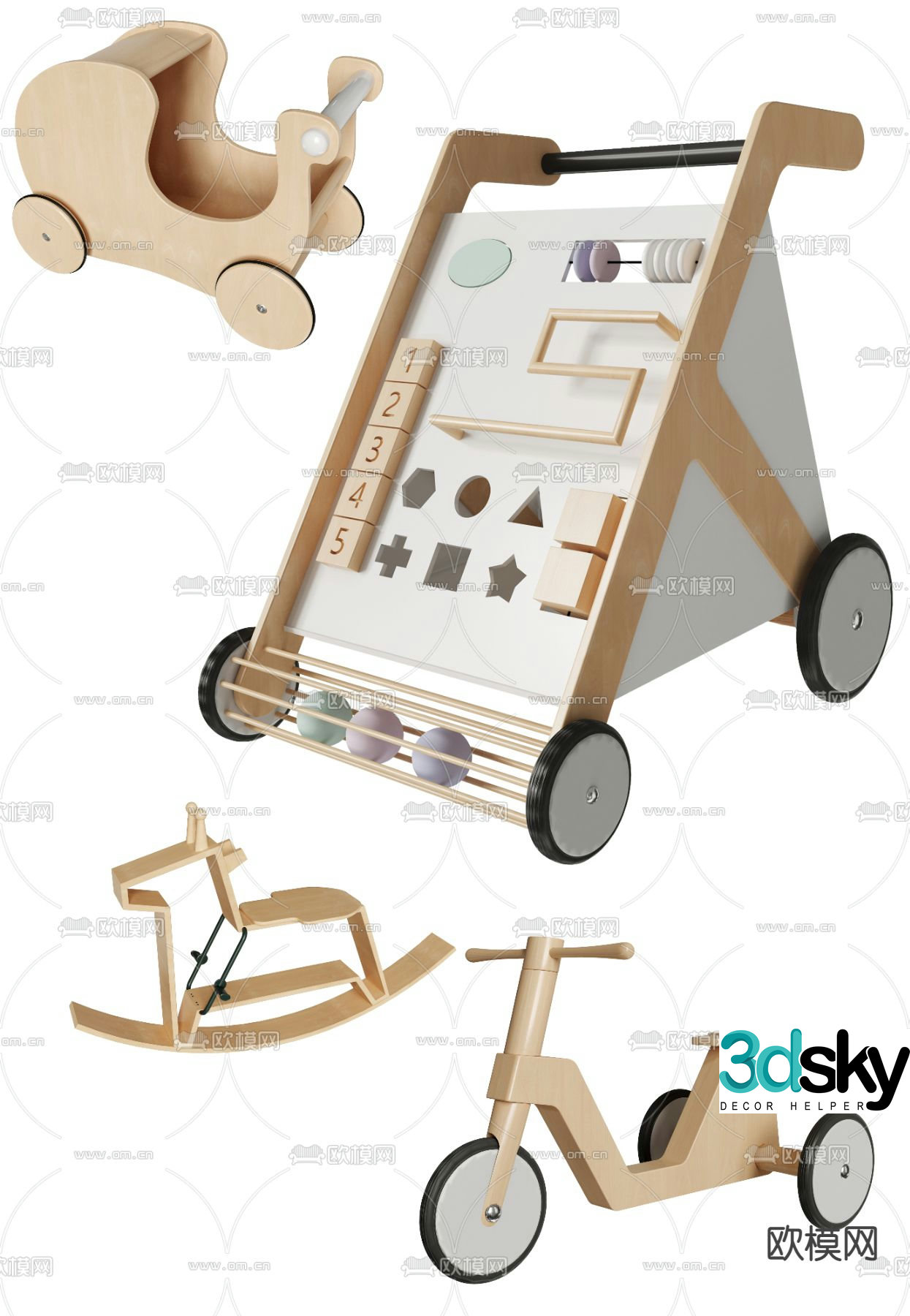 Modern children’s walker 3d model