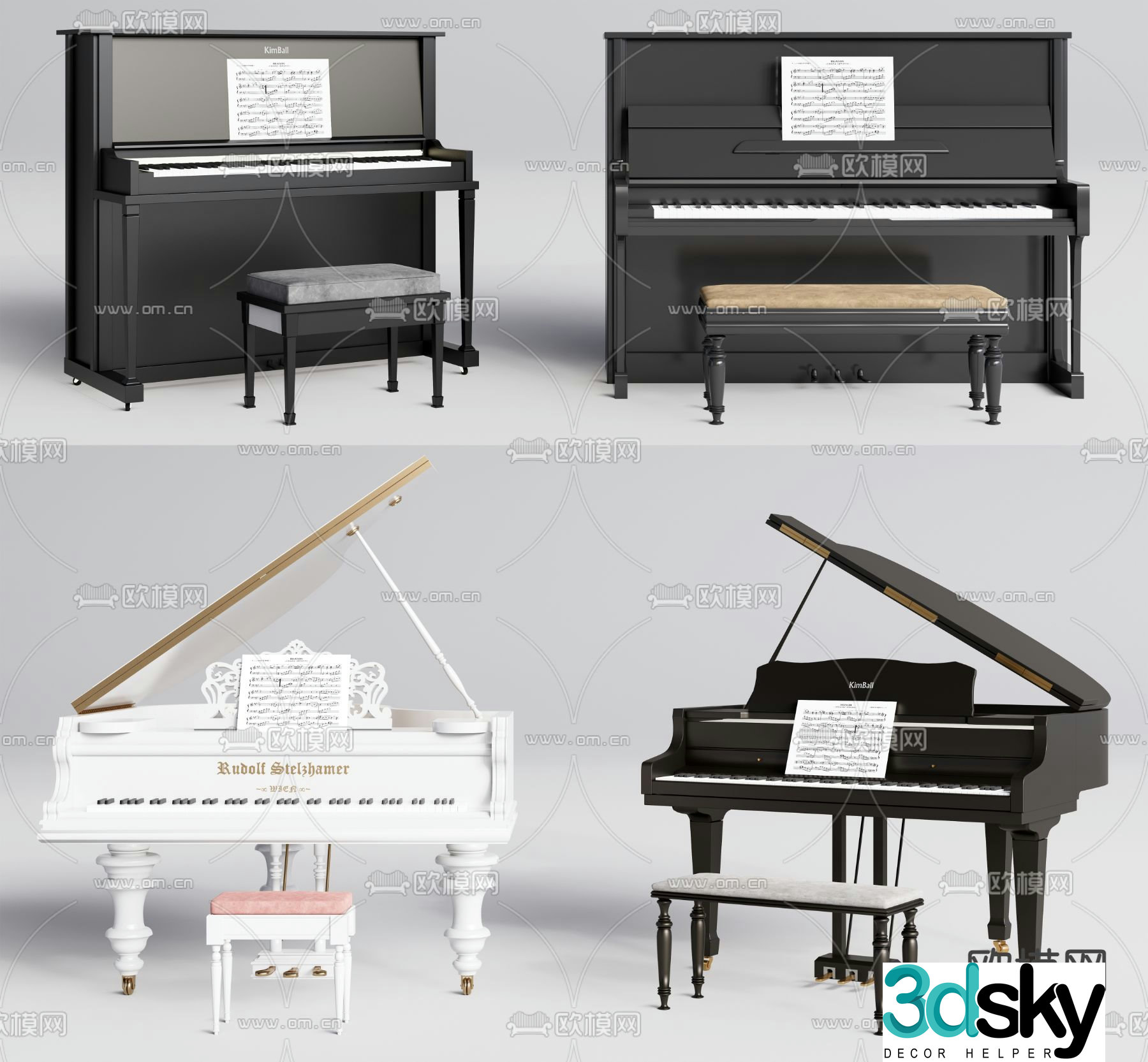 modern piano 3d model