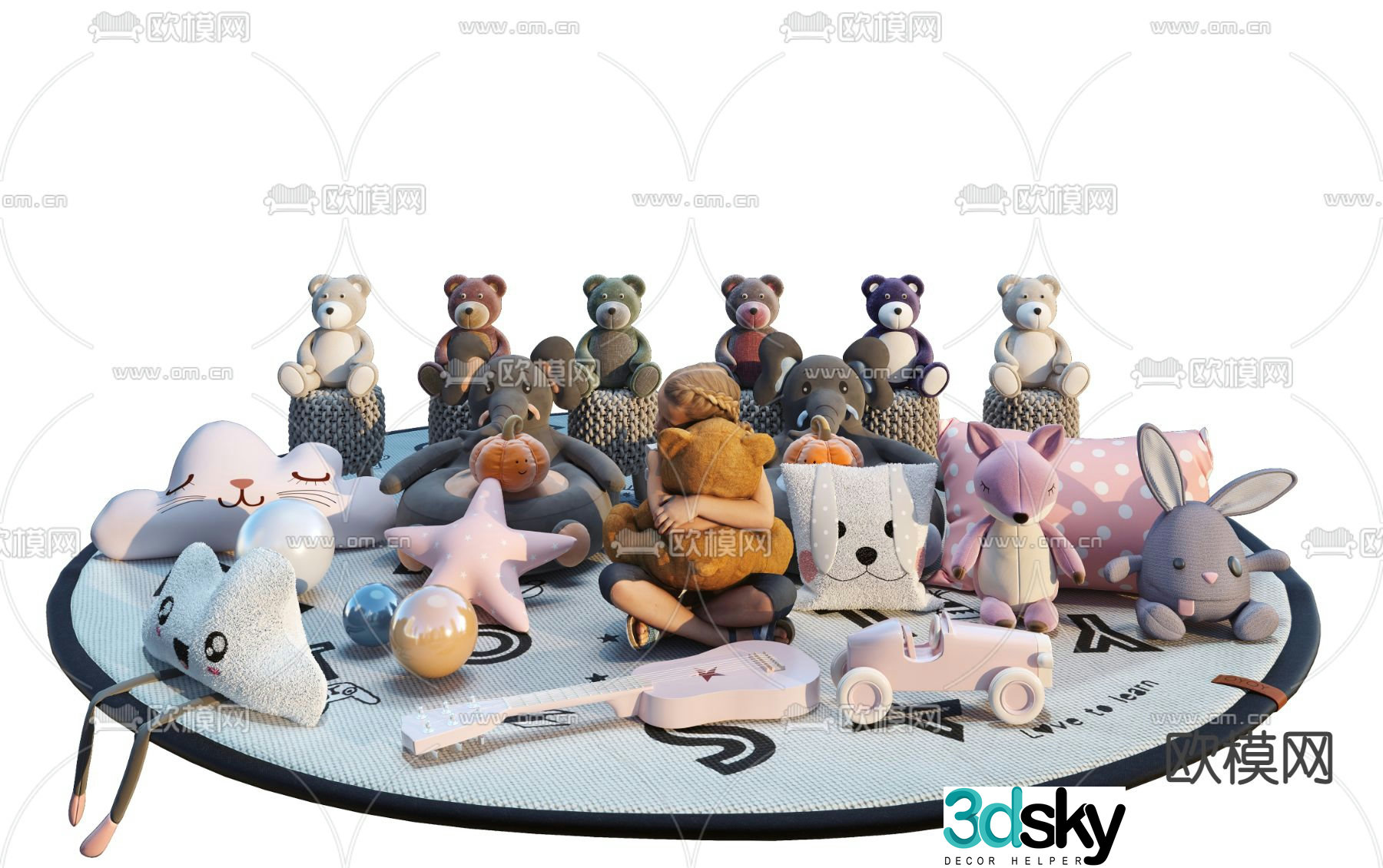 Modern children’s plush toy 3d model