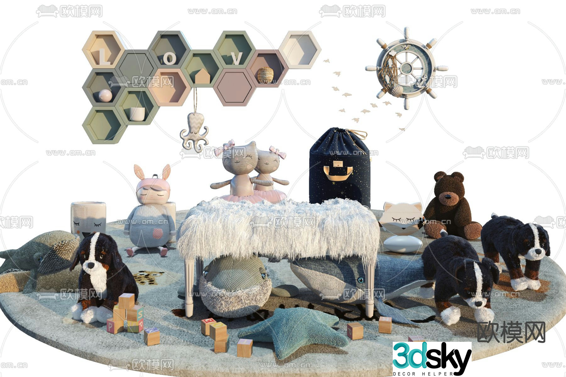 Modern children’s plush toy 3d model