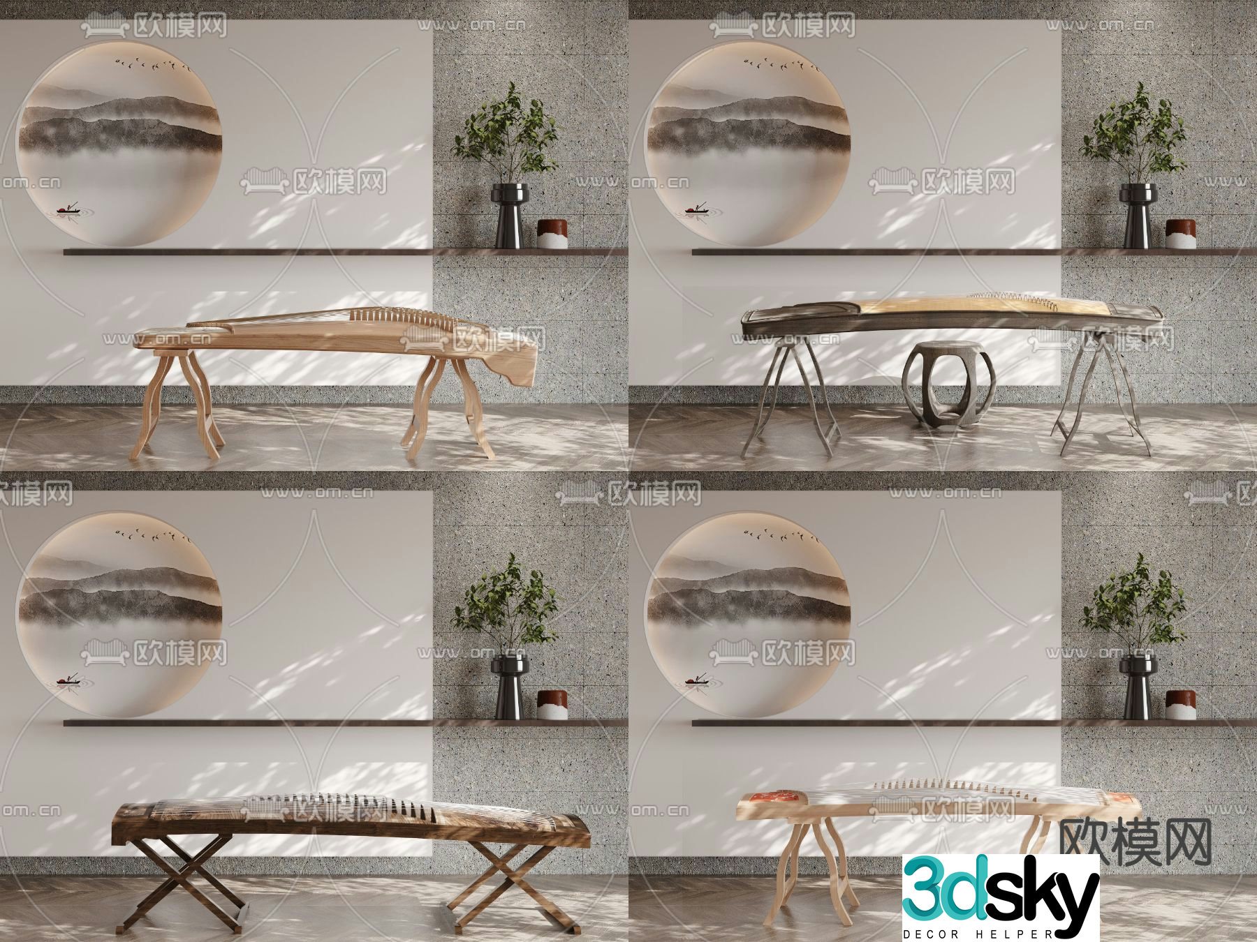 New Chinese guzheng 3d model