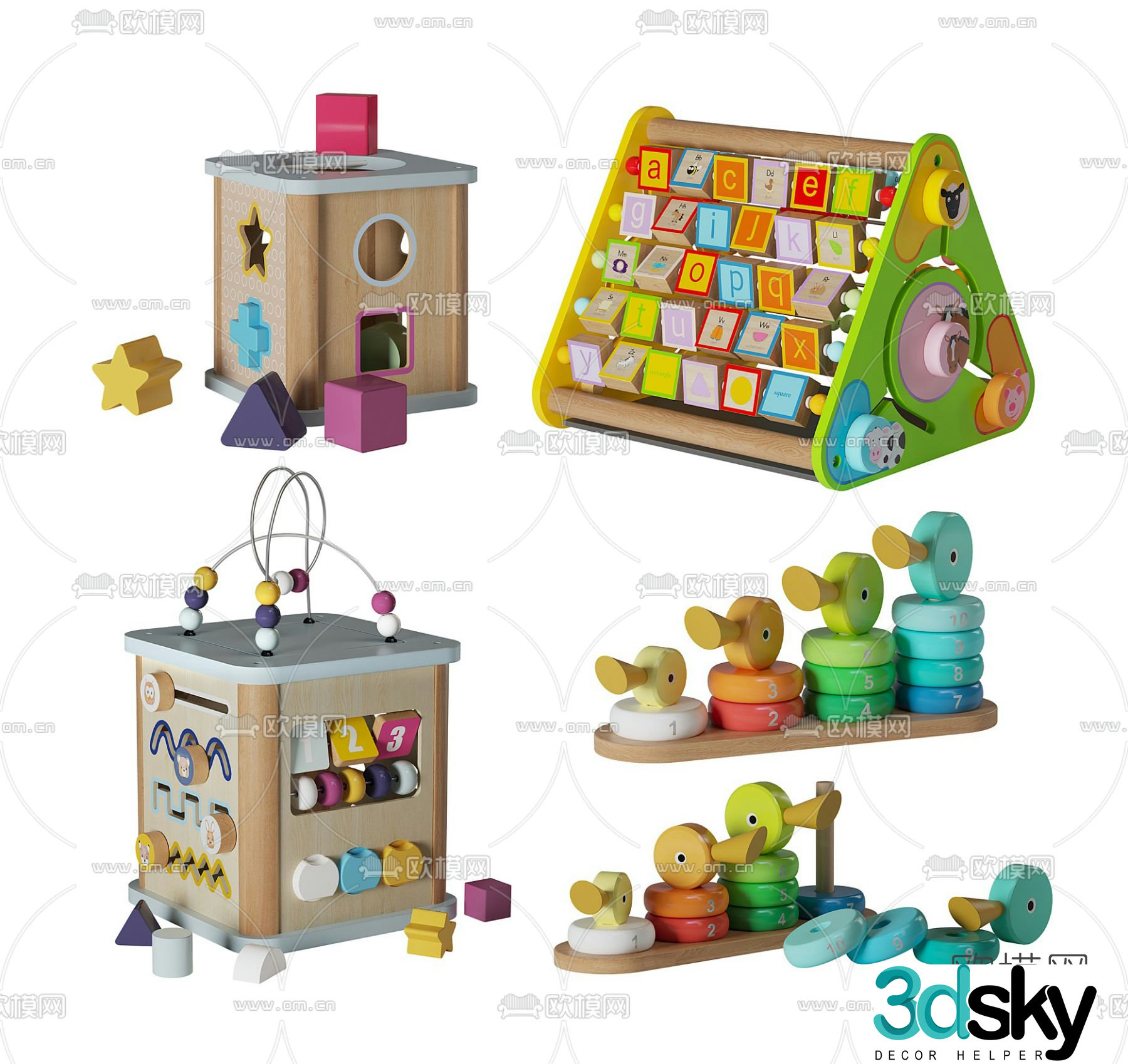 Modern children’s building block toys 3d model