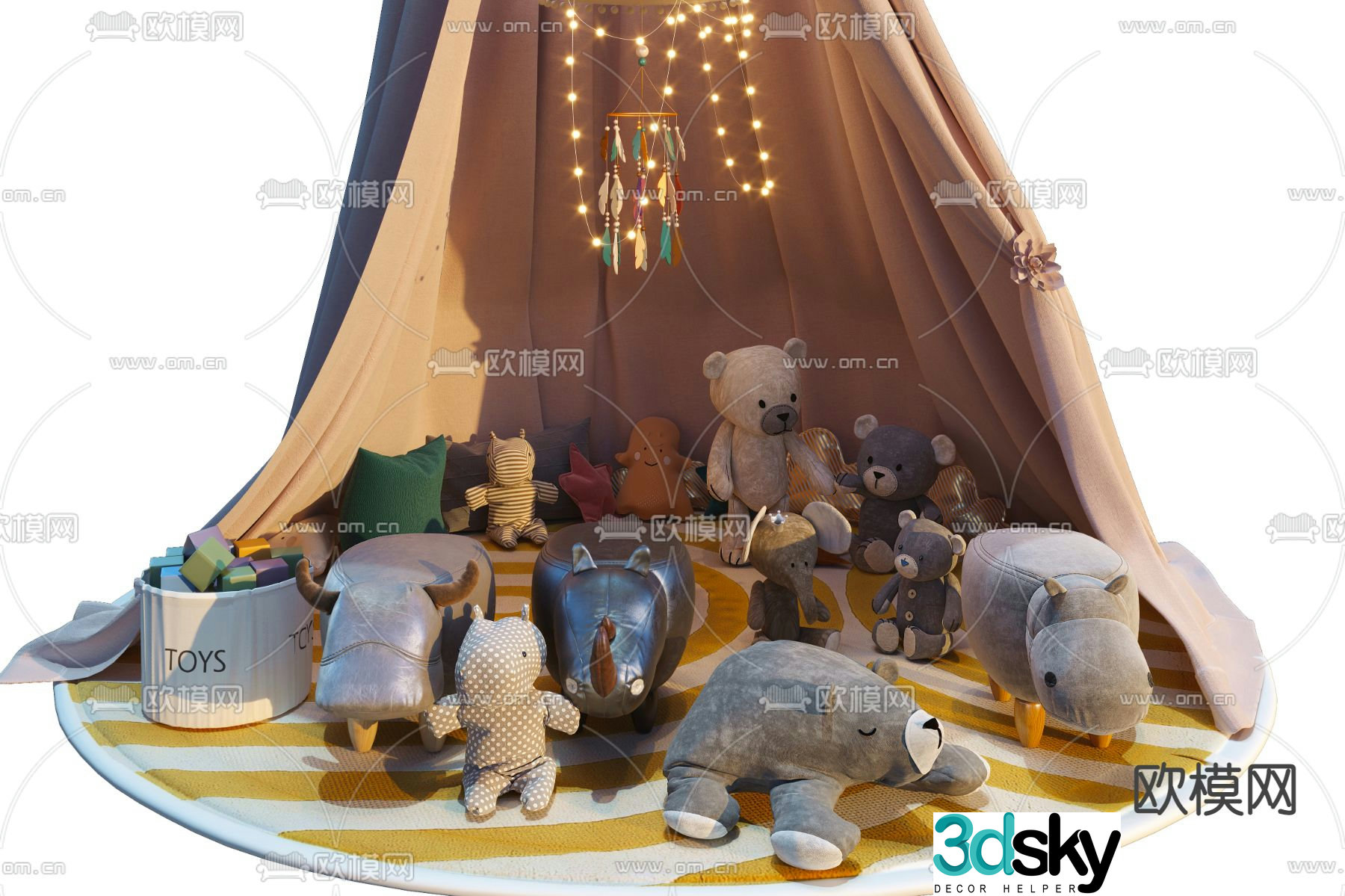 Modern children’s tent plush toy 3d model