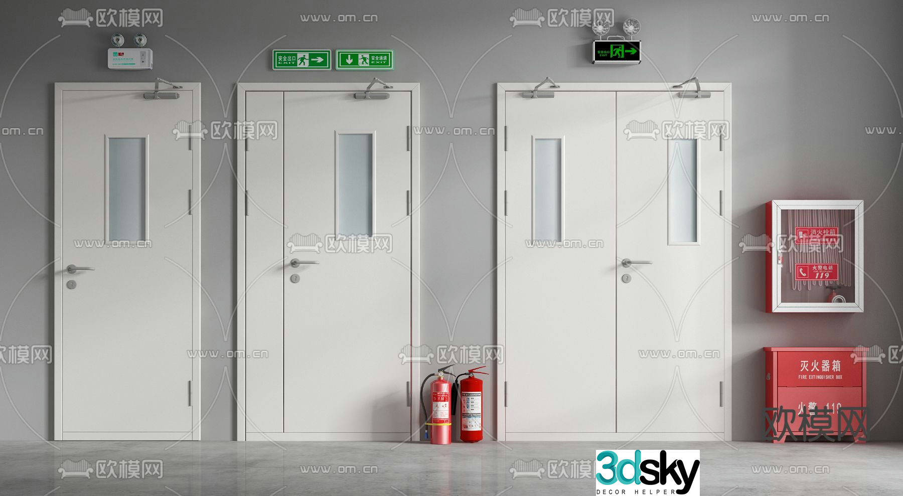 Modern fire door fire hydrant 3d model