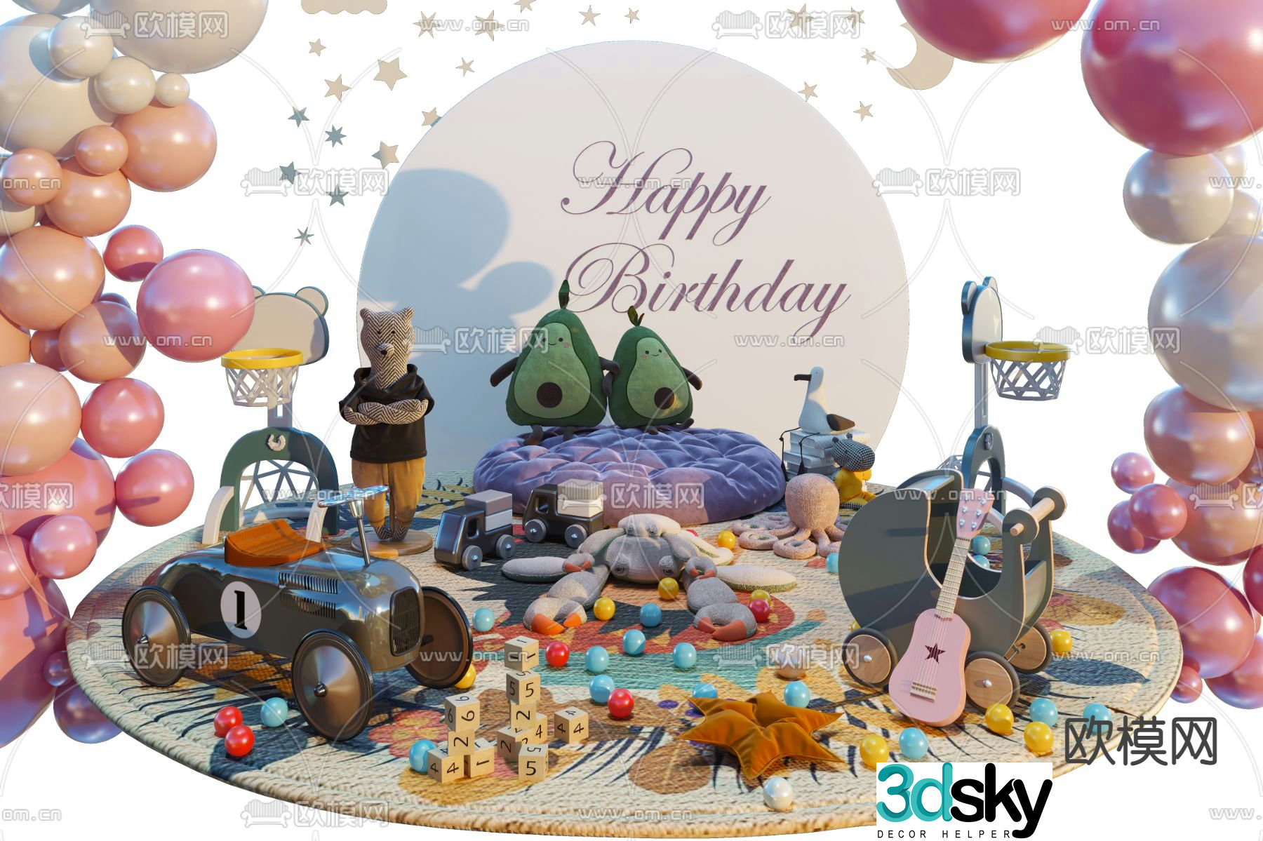 Modern children’s plush toy 3d model