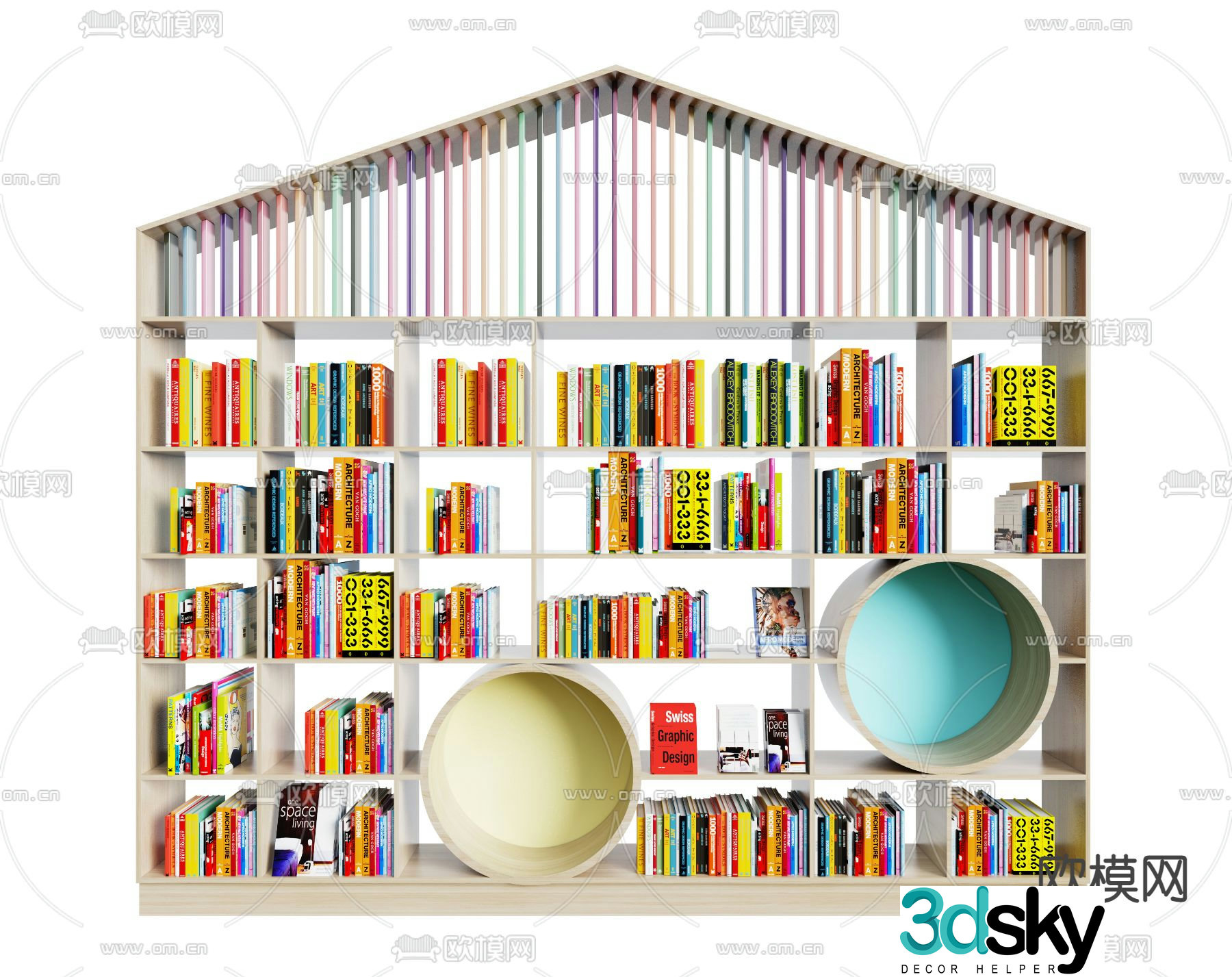 Modern children’s bookcase 3d model